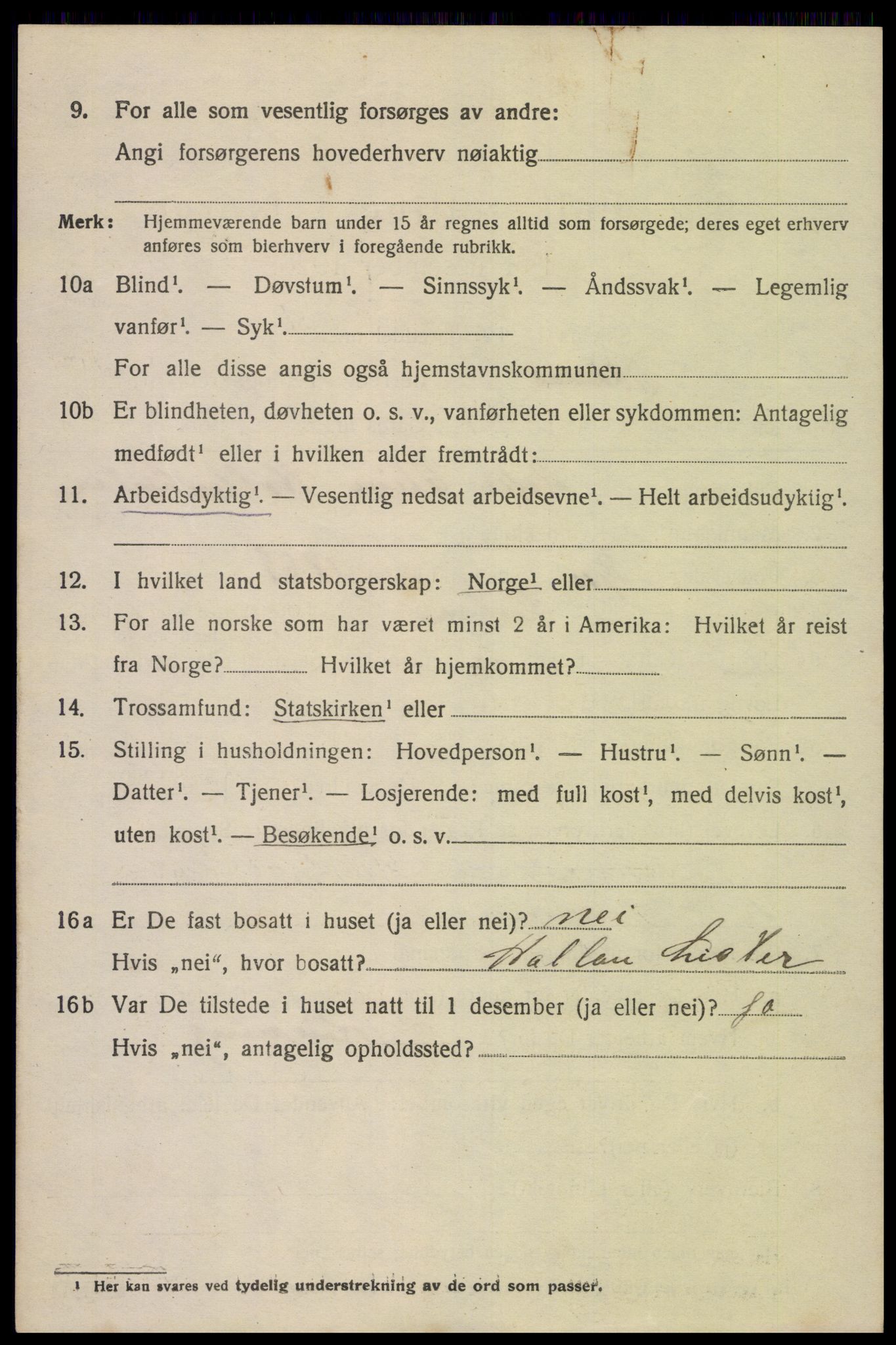 SAK, 1920 census for Oddernes, 1920, p. 11132