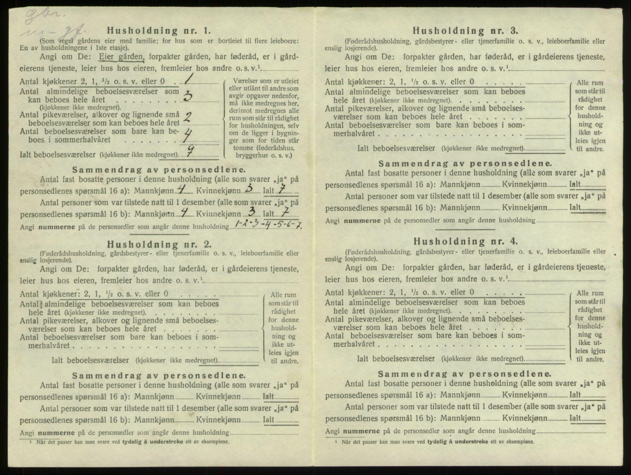 SAB, 1920 census for Innvik, 1920, p. 867