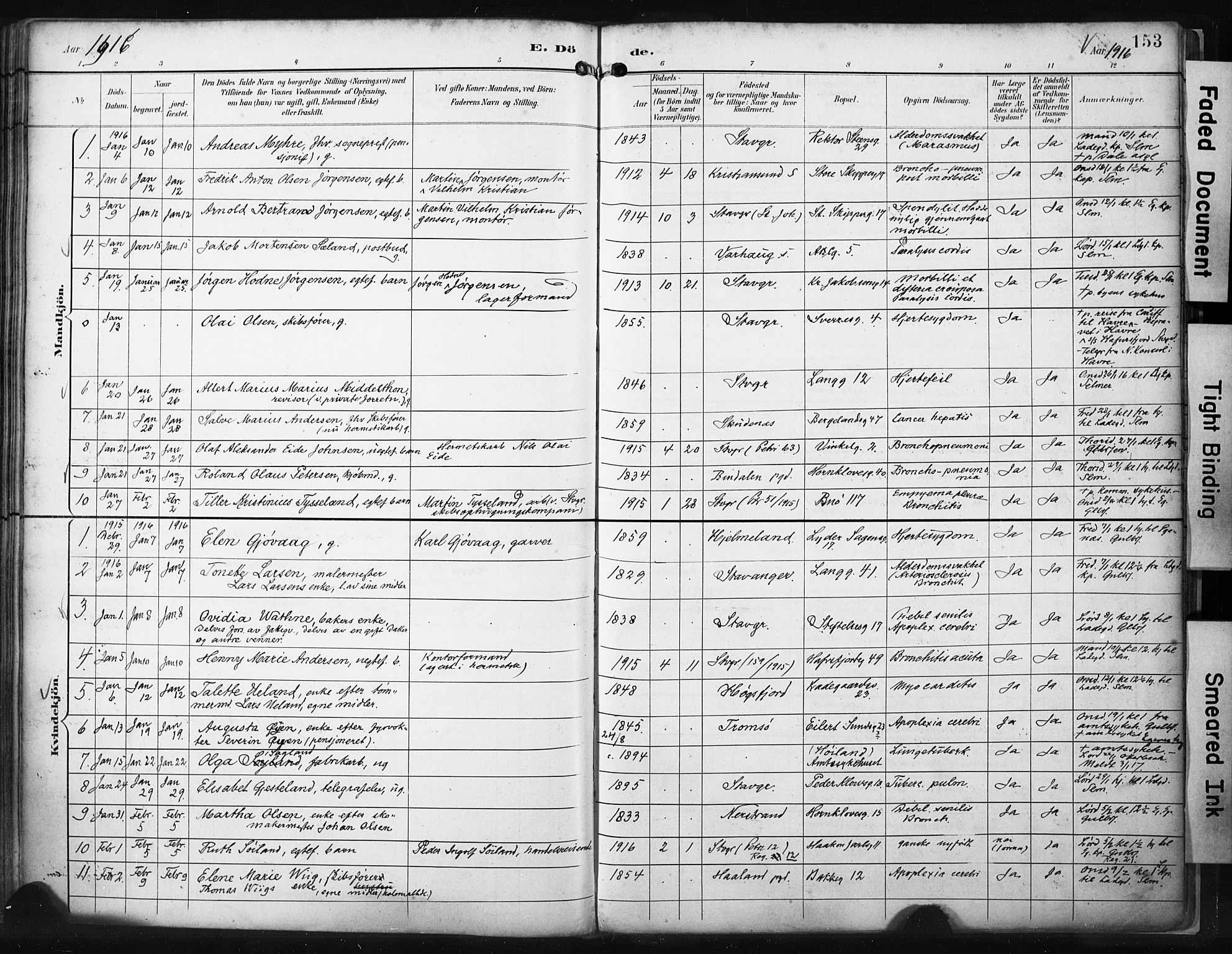 St. Petri sokneprestkontor, AV/SAST-A-101813/001/30/30BA/L0022: Parish register (official) no. A 22, 1895-1919, p. 153