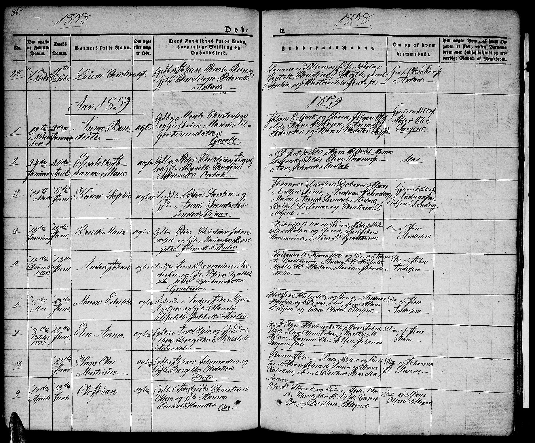 Ministerialprotokoller, klokkerbøker og fødselsregistre - Nordland, AV/SAT-A-1459/846/L0652: Parish register (copy) no. 846C02, 1841-1871, p. 85