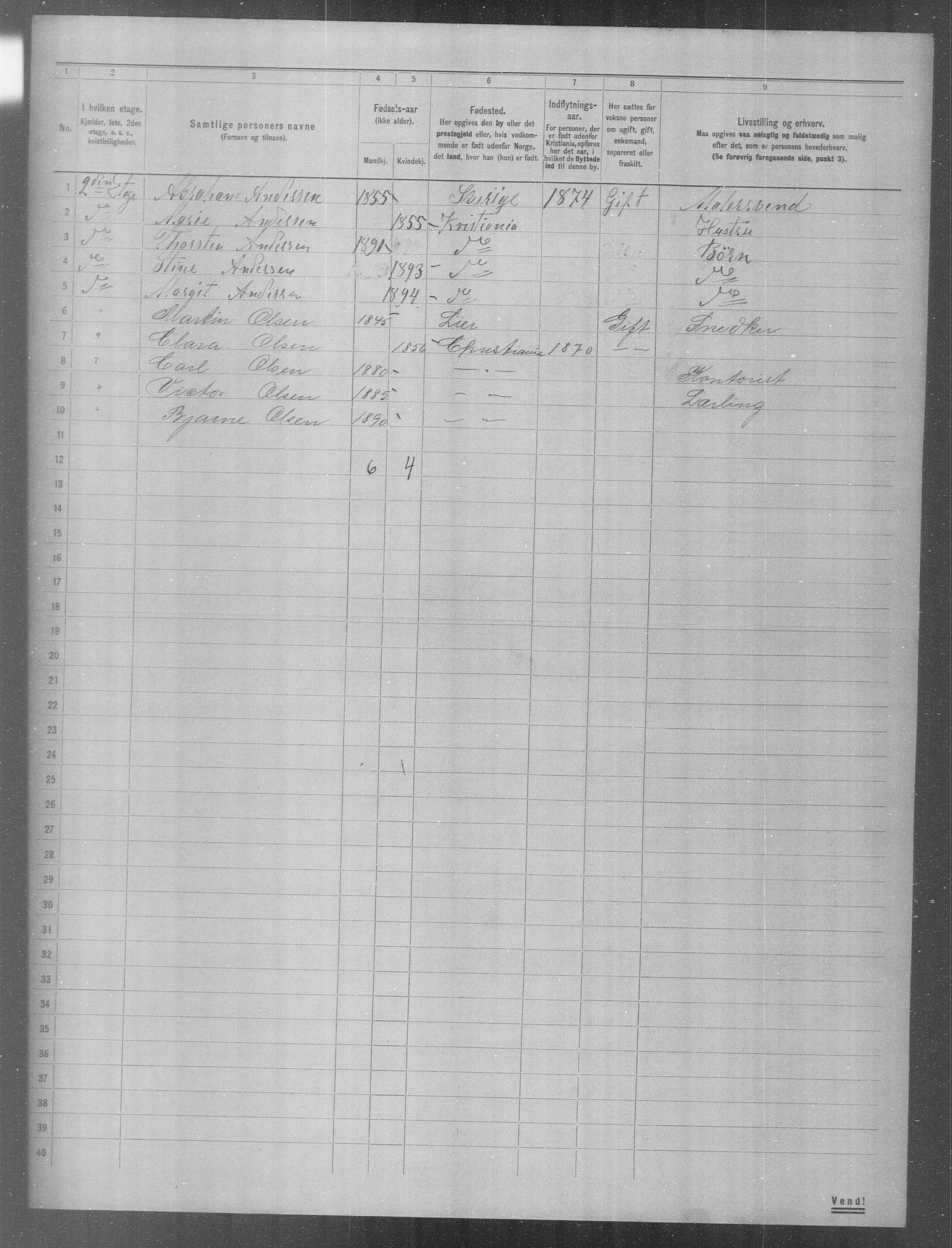 OBA, Municipal Census 1904 for Kristiania, 1904, p. 645