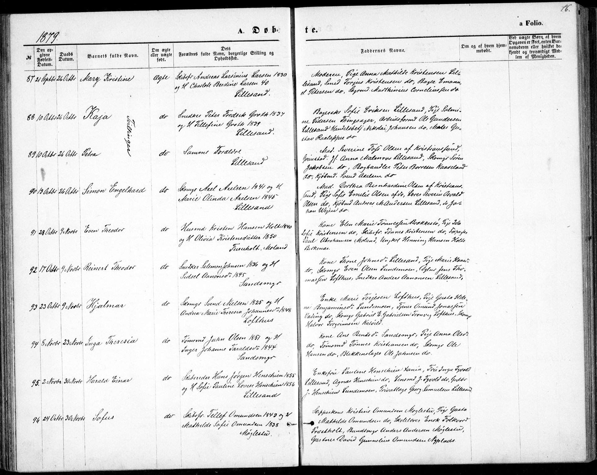 Vestre Moland sokneprestkontor, AV/SAK-1111-0046/F/Fb/Fbb/L0005: Parish register (copy) no. B 5, 1872-1883, p. 76