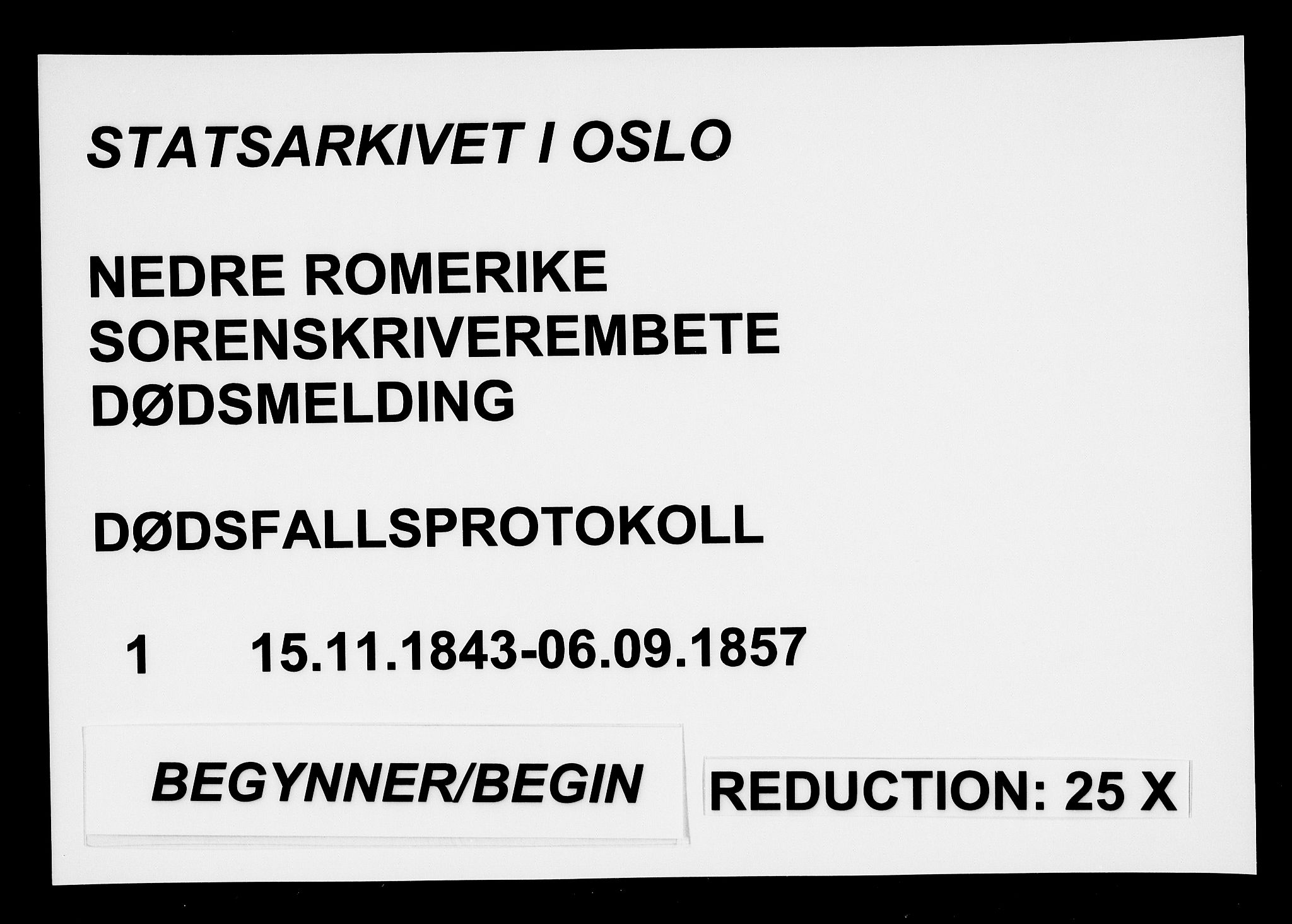 Nedre Romerike sorenskriveri, AV/SAO-A-10469/H/Hb/Hba/L0001: Dødsfallsprotokoll, rekke I , 1843-1857