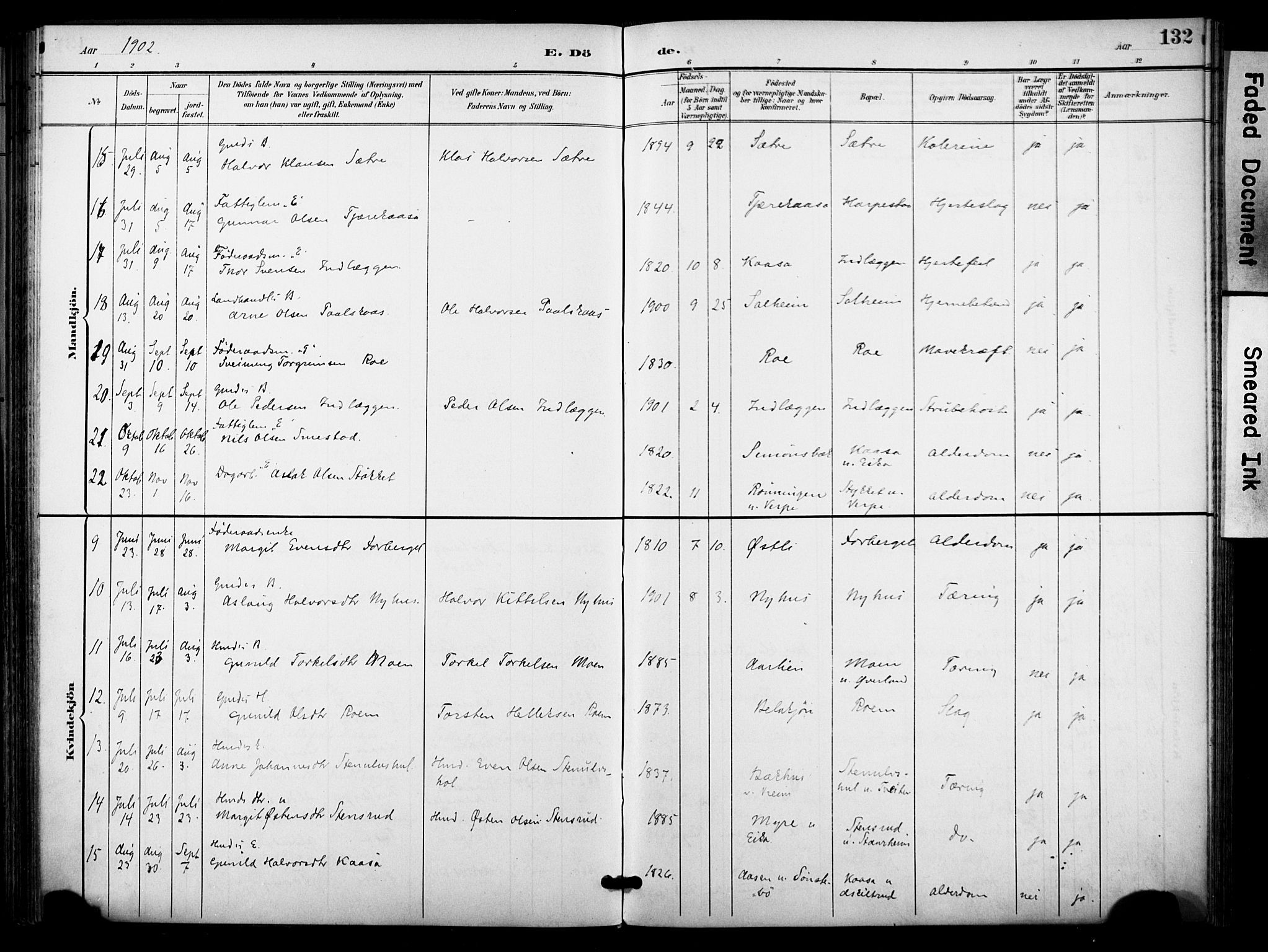 Bø kirkebøker, SAKO/A-257/F/Fa/L0012: Parish register (official) no. 12, 1900-1908, p. 132