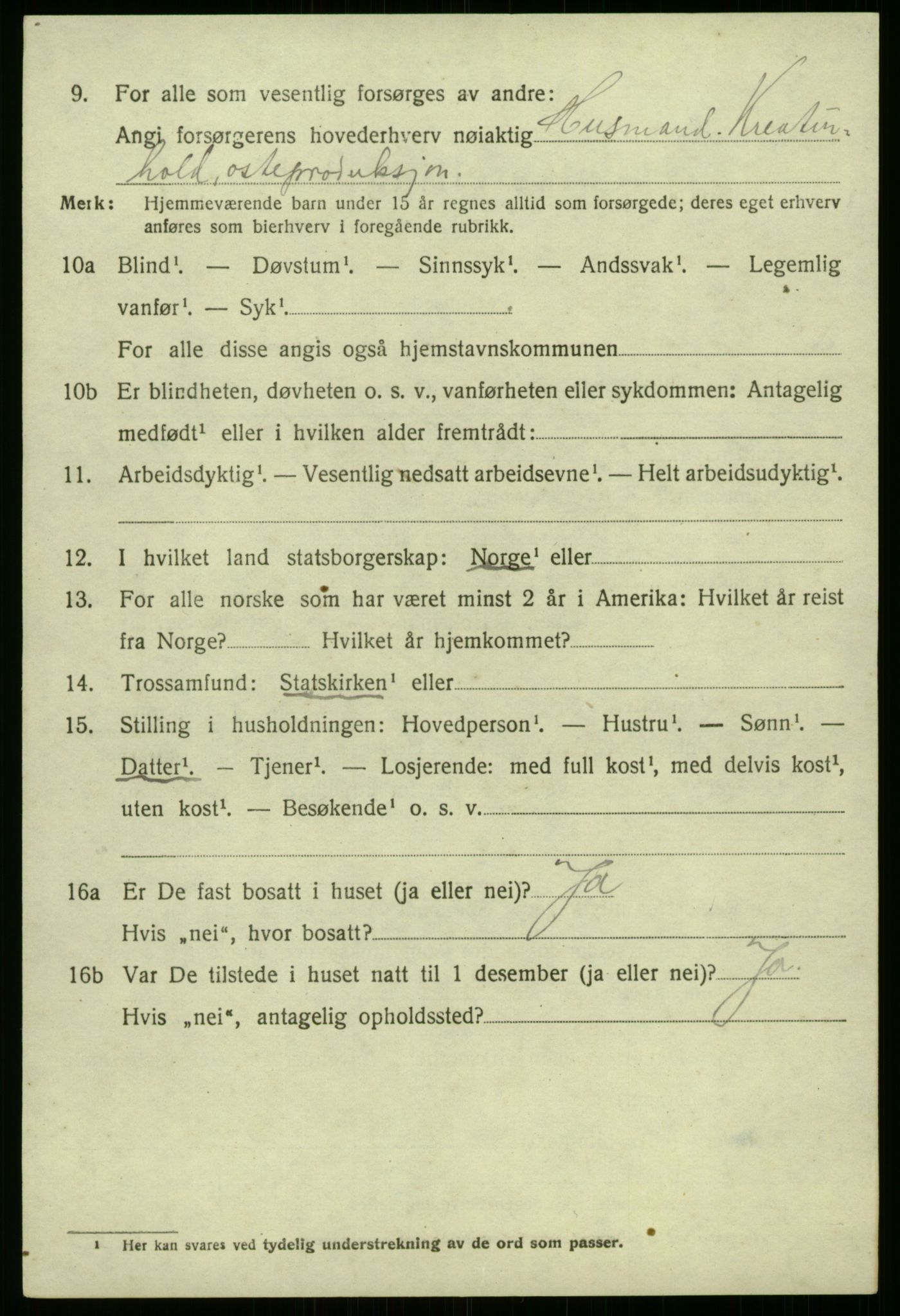 SAB, 1920 census for Årdal, 1920, p. 2970