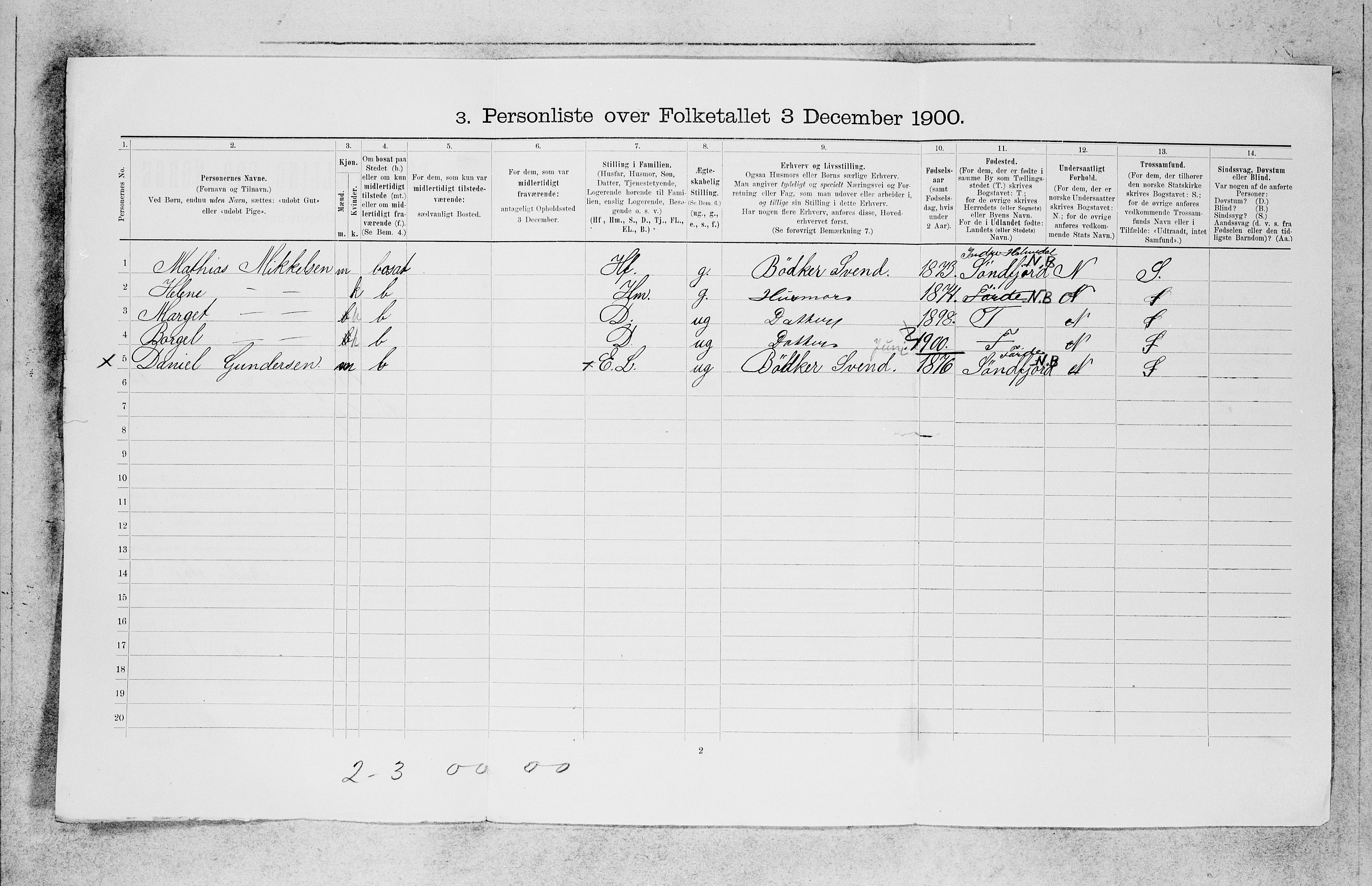 SAB, 1900 census for Bergen, 1900, p. 15421