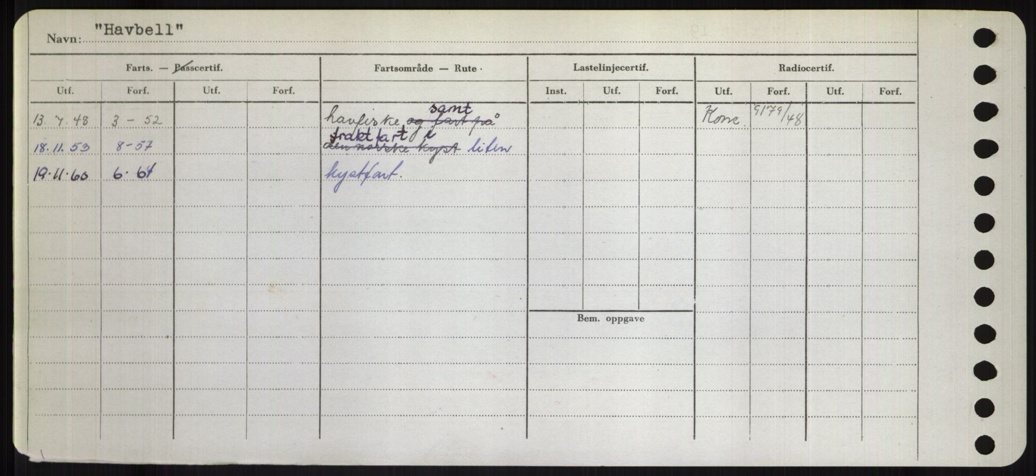 Sjøfartsdirektoratet med forløpere, Skipsmålingen, RA/S-1627/H/Hd/L0014: Fartøy, H-Havl, p. 456