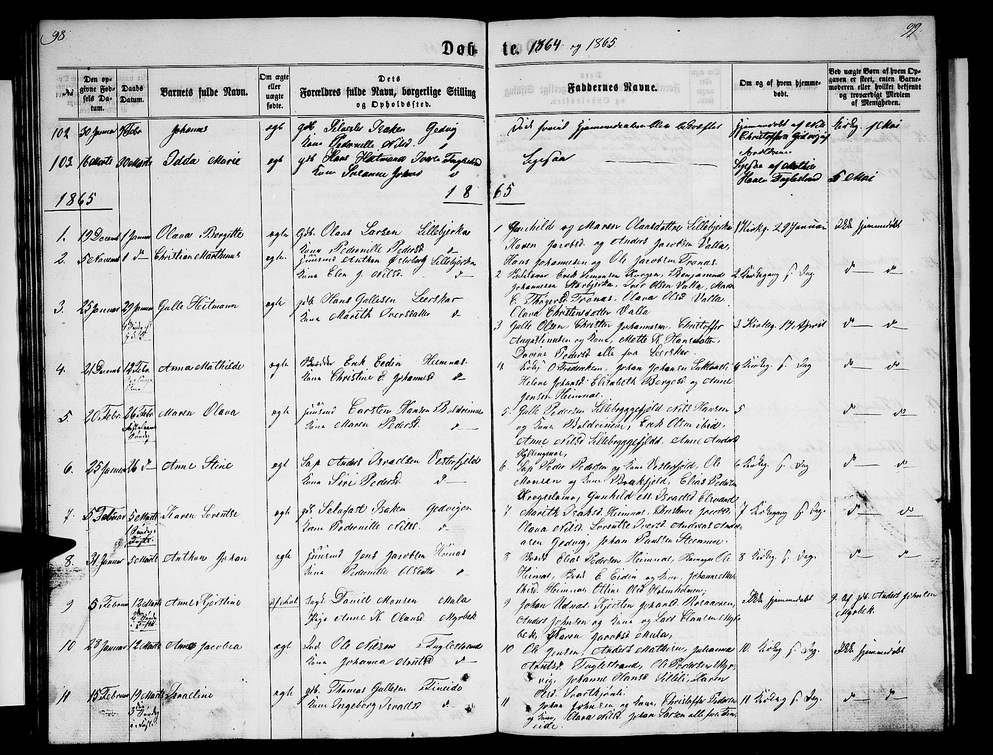 Ministerialprotokoller, klokkerbøker og fødselsregistre - Nordland, AV/SAT-A-1459/825/L0365: Parish register (copy) no. 825C02, 1858-1873, p. 98-99