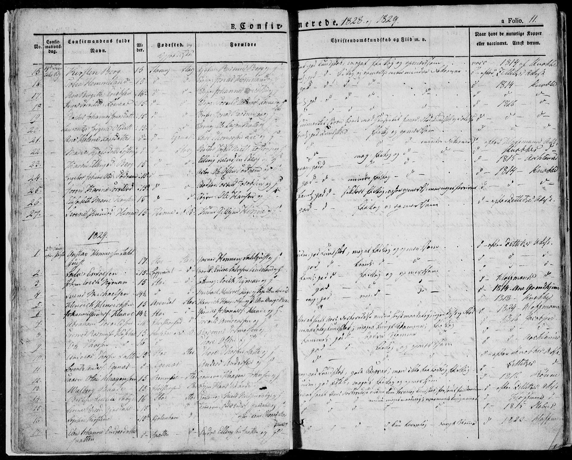 Domkirken sokneprestkontor, AV/SAST-A-101812/001/30/30BA/L0013: Parish register (official) no. A 12, 1823-1861, p. 11