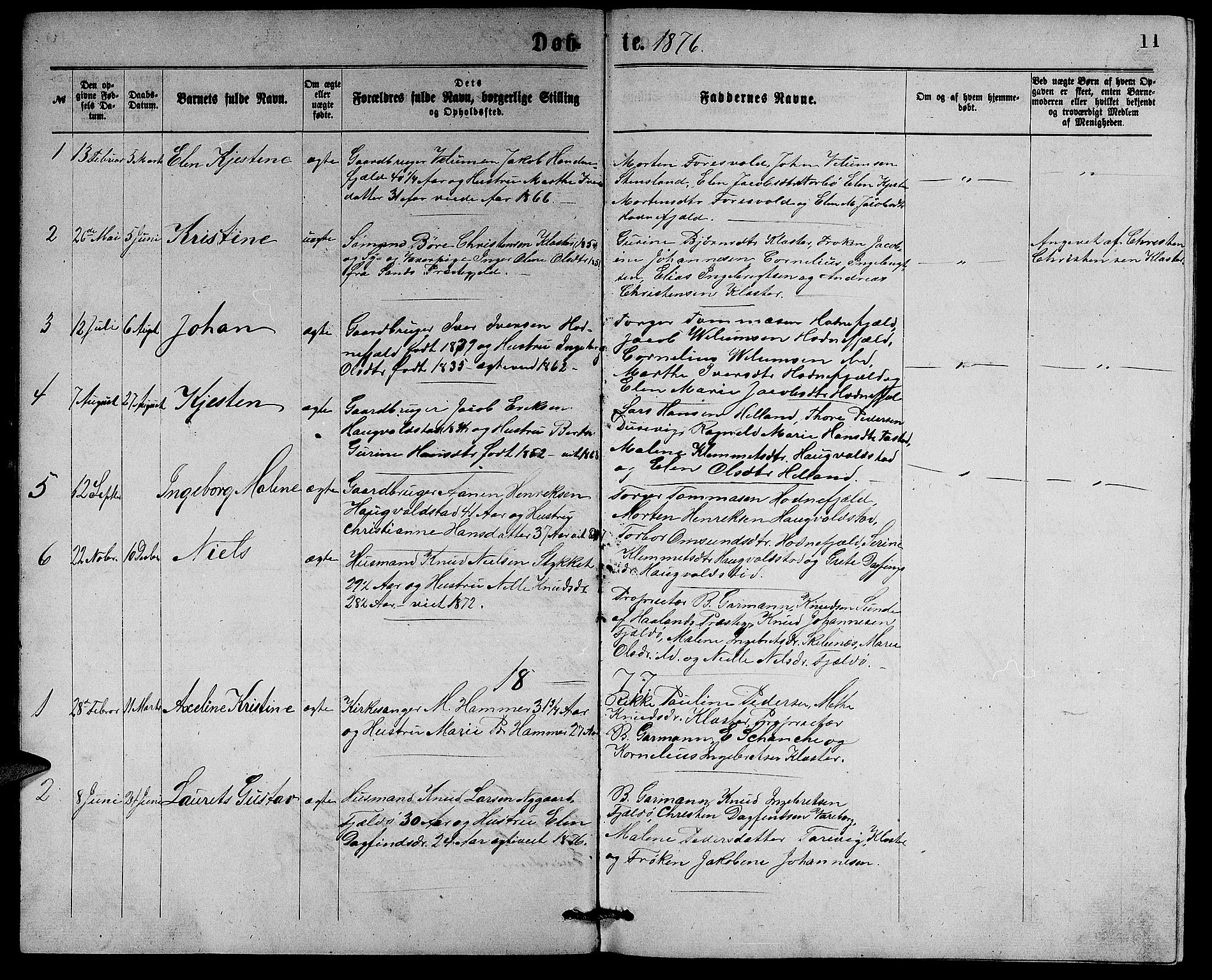 Rennesøy sokneprestkontor, SAST/A -101827/H/Ha/Hab/L0004: Parish register (copy) no. B 4, 1870-1889, p. 11