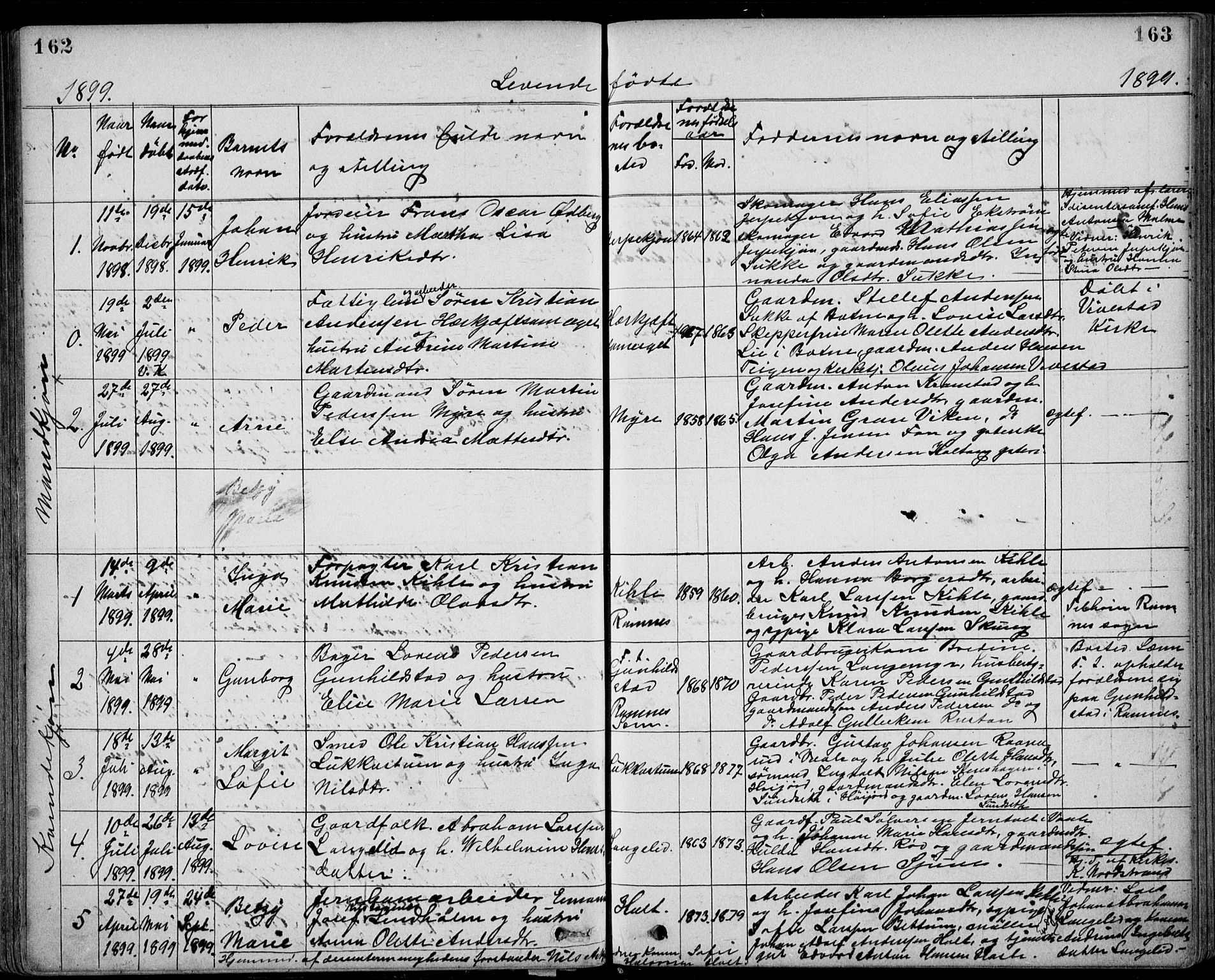 Ramnes kirkebøker, AV/SAKO-A-314/G/Gb/L0001: Parish register (copy) no. II 1, 1869-1904, p. 162-163