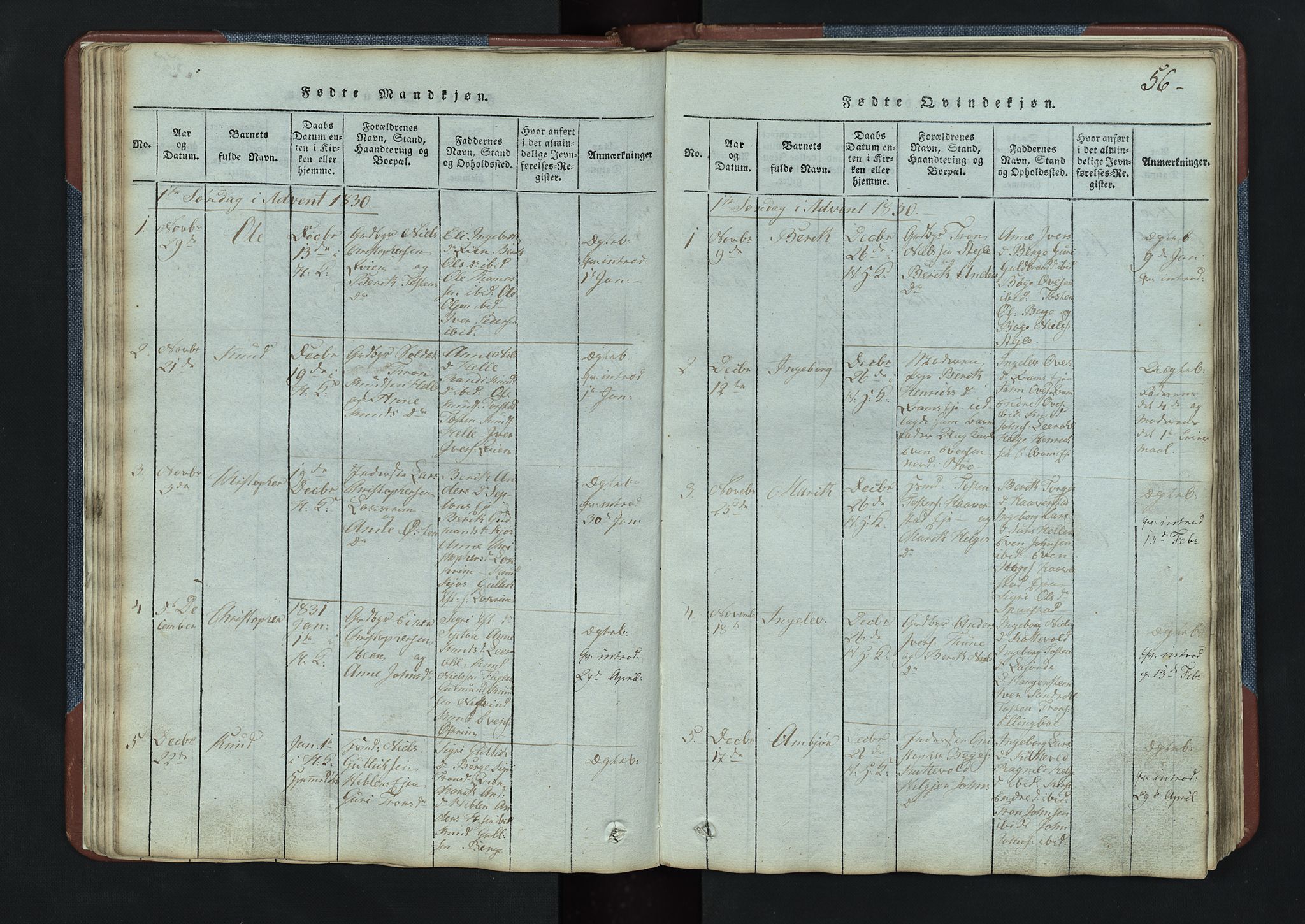 Vang prestekontor, Valdres, SAH/PREST-140/H/Hb/L0003: Parish register (copy) no. 3, 1814-1892, p. 56