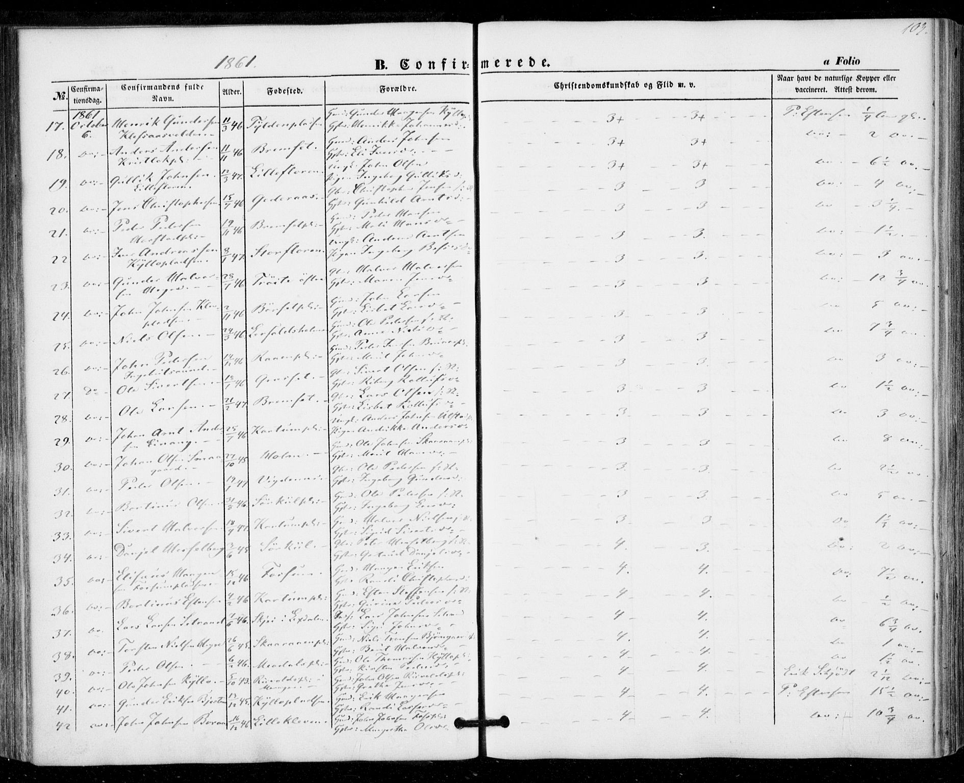 Ministerialprotokoller, klokkerbøker og fødselsregistre - Nord-Trøndelag, SAT/A-1458/703/L0028: Parish register (official) no. 703A01, 1850-1862, p. 103
