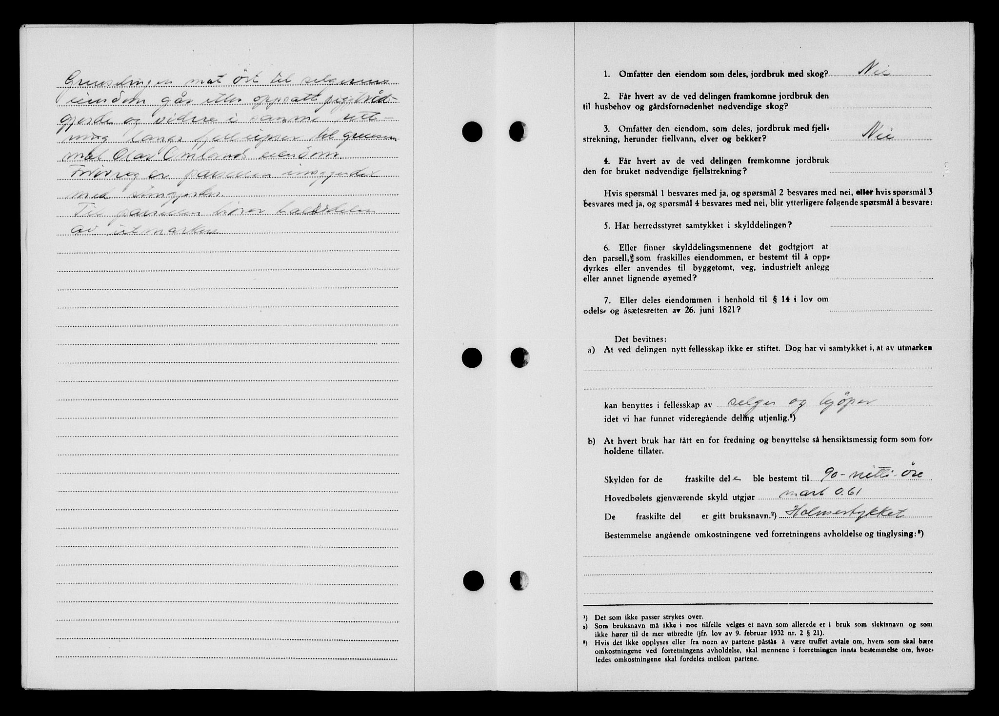 Flekkefjord sorenskriveri, SAK/1221-0001/G/Gb/Gba/L0065: Mortgage book no. A-13, 1949-1949, Diary no: : 912/1949