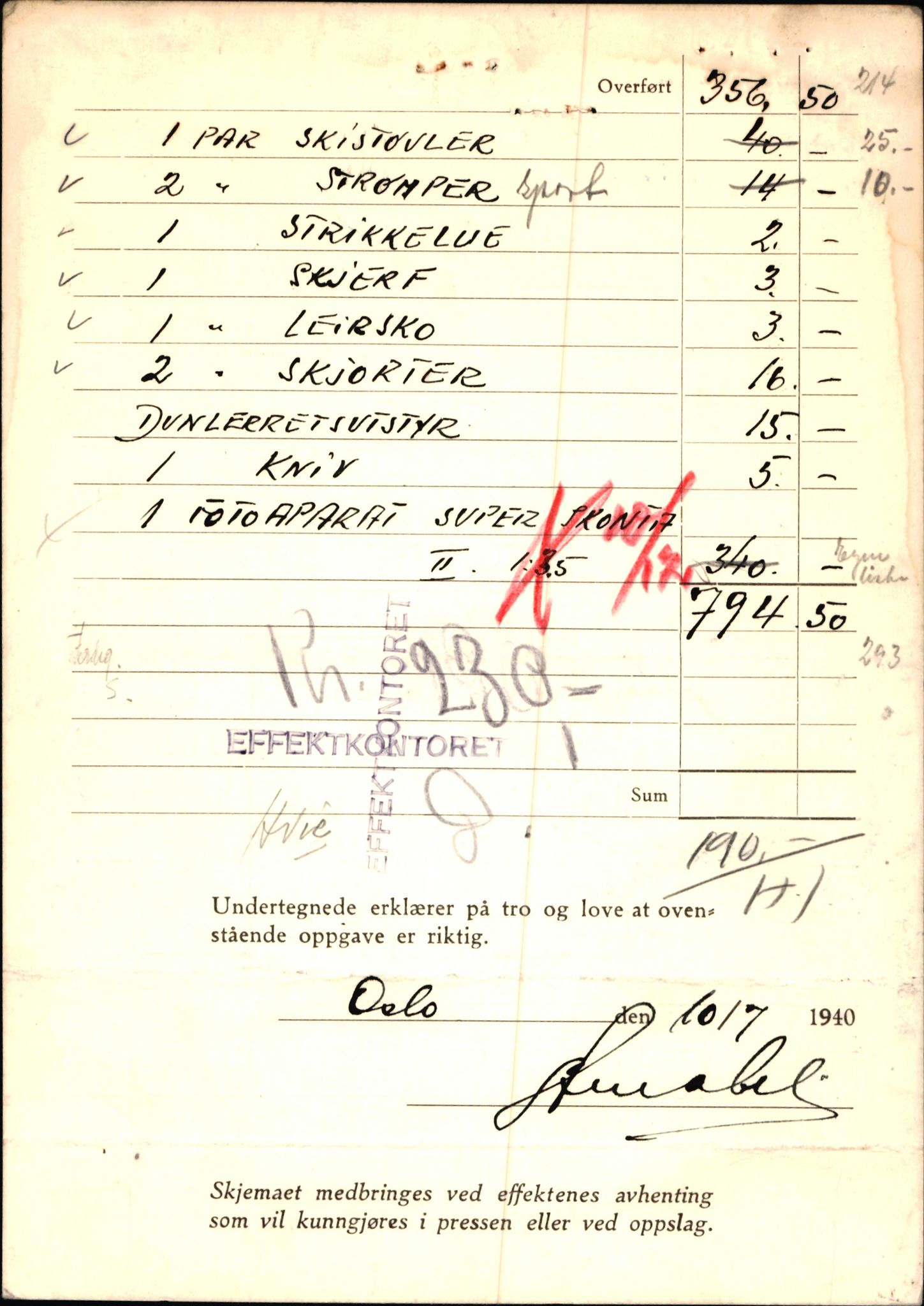 Justisdepartementet, Oppgjørsavdelingen, AV/RA-S-1056/G/Gb/L0001: Oppgaver over ettersøkte sivile effekter: Abel - Andersen, Anders J., 1940-1942, p. 3