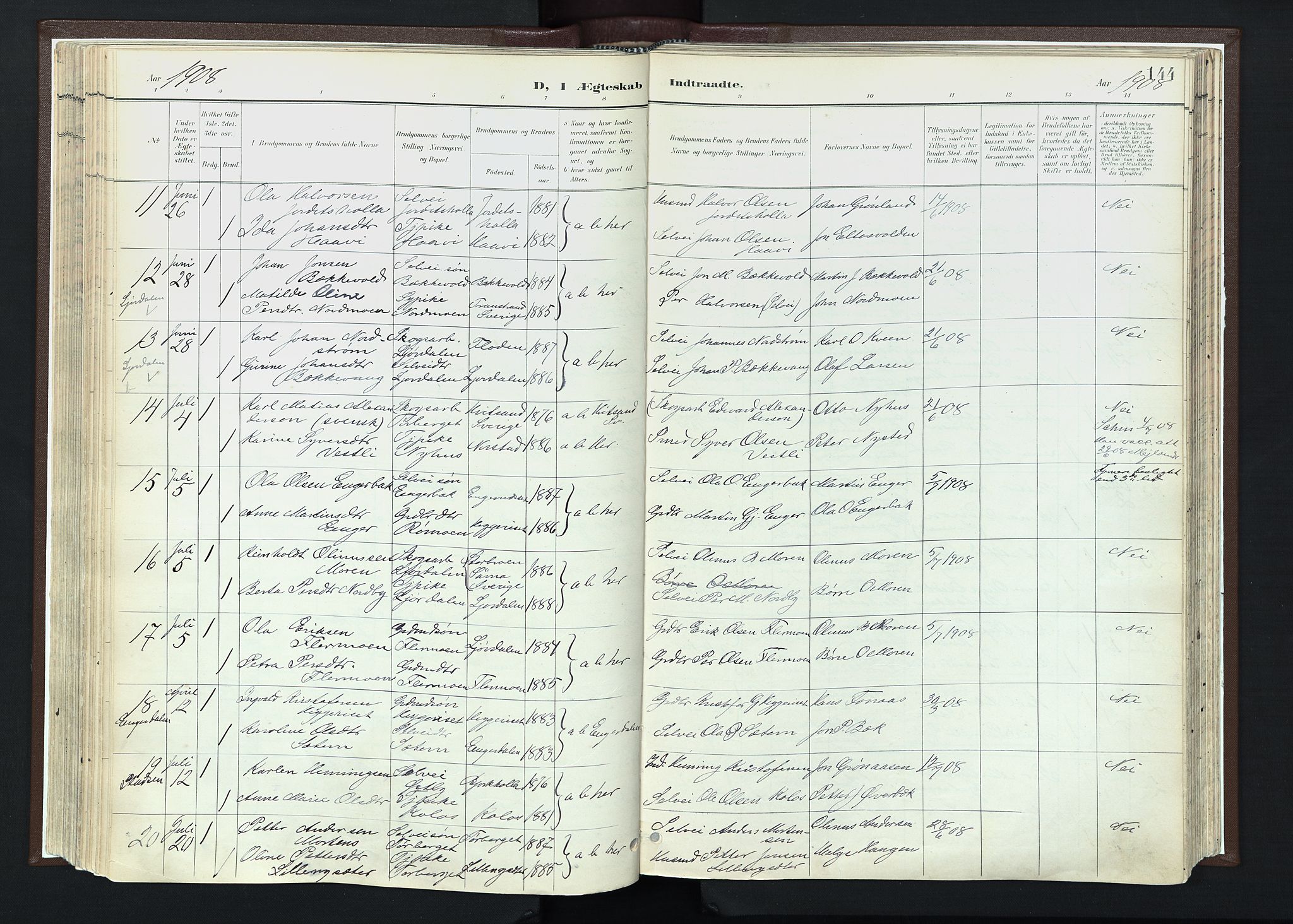 Trysil prestekontor, SAH/PREST-046/H/Ha/Haa/L0013: Parish register (official) no. 13, 1898-1911, p. 144