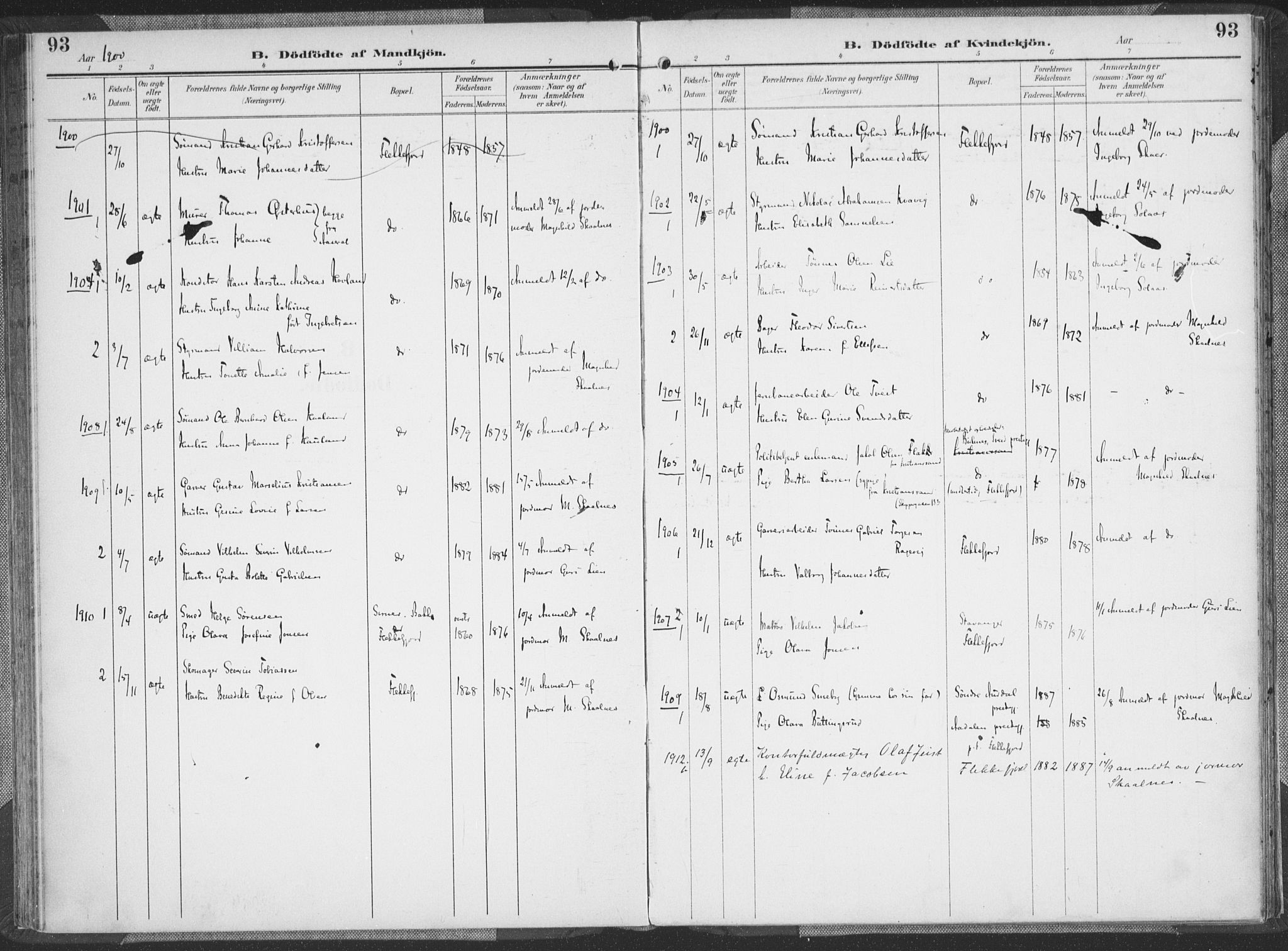 Flekkefjord sokneprestkontor, AV/SAK-1111-0012/F/Fa/Faa/L0002: Parish register (official) no. A 2, 1900-1912, p. 93