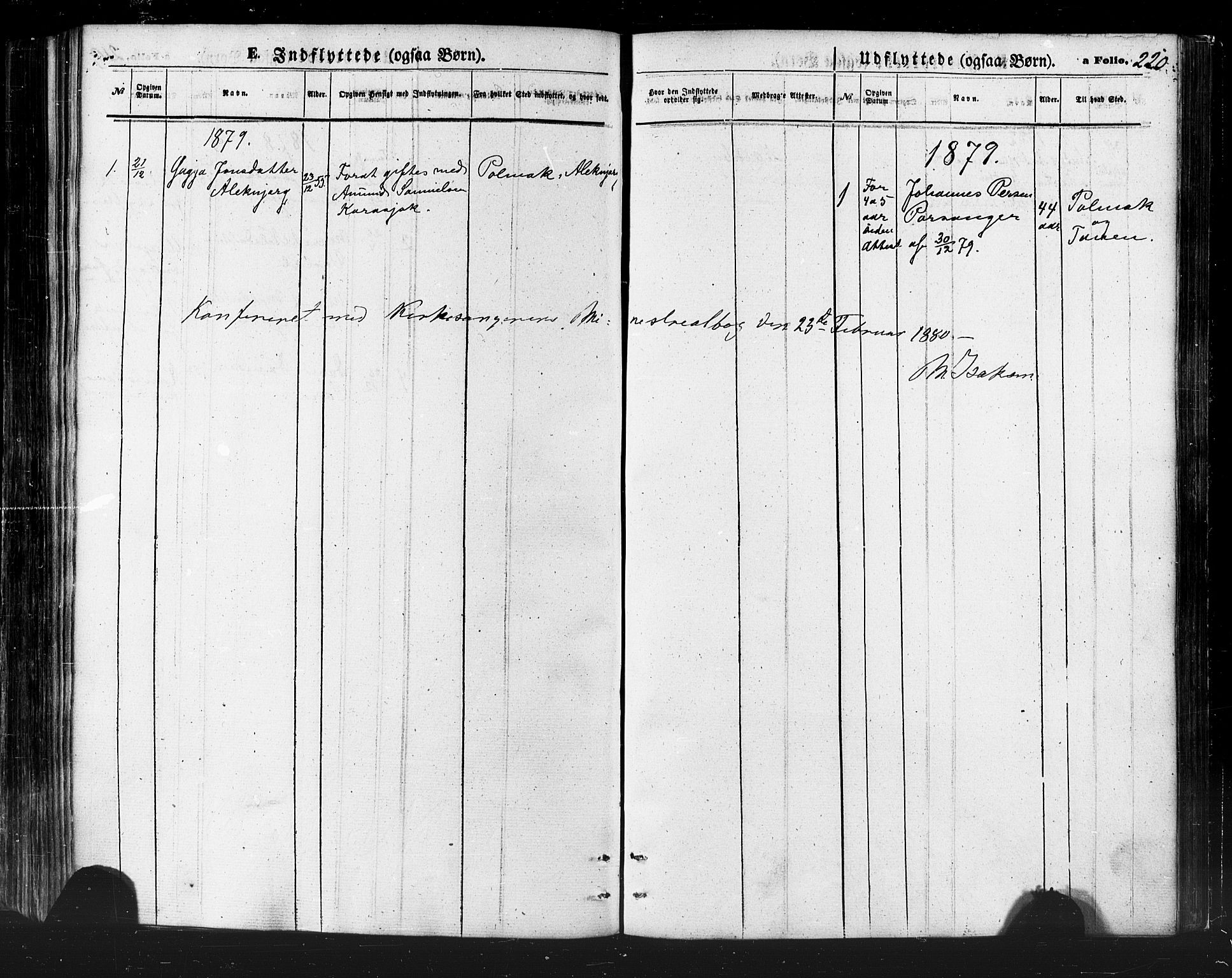 Karasjok sokneprestkontor, SATØ/S-1352/H/Ha/L0001kirke: Parish register (official) no. 1, 1872-1884, p. 220