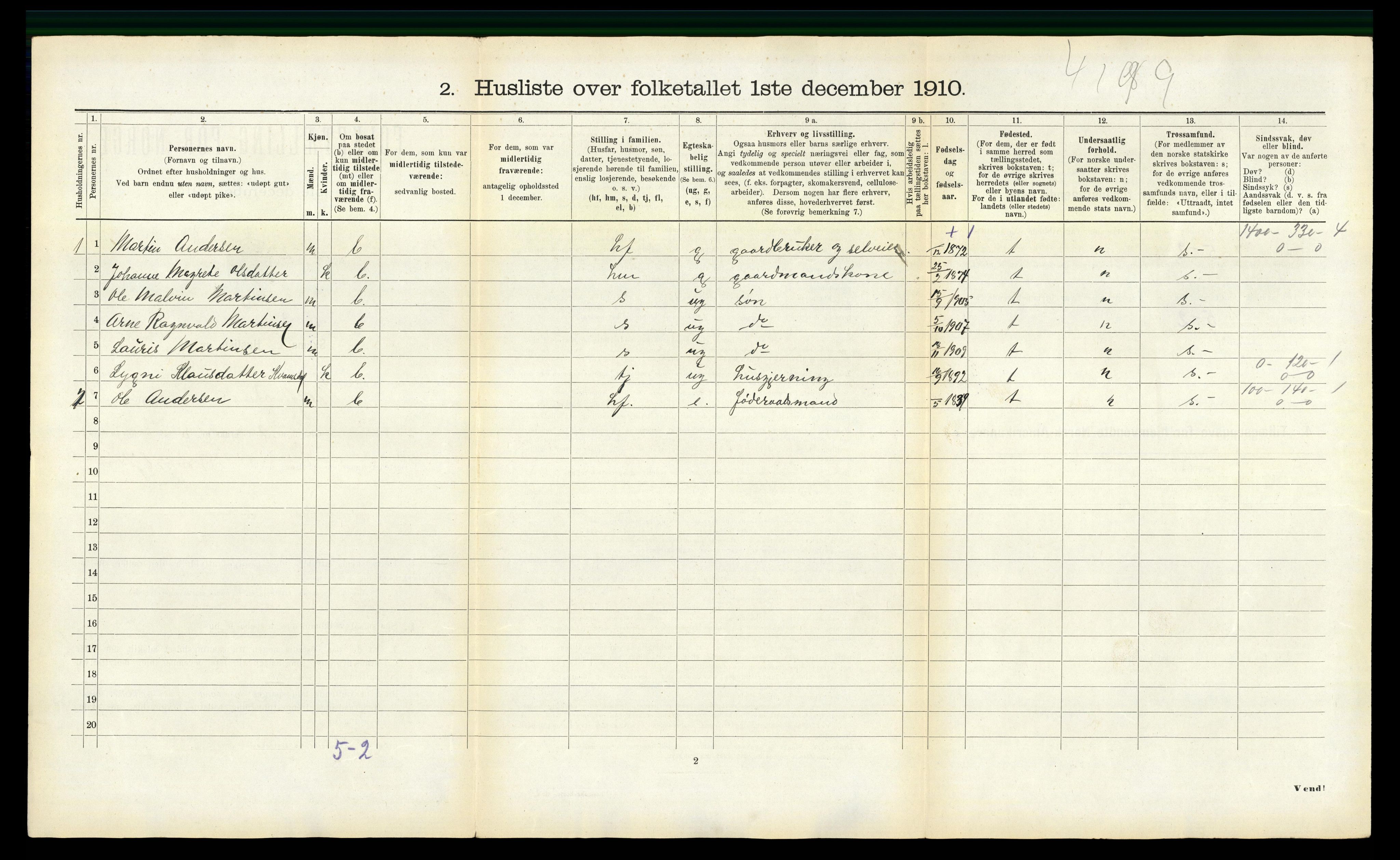 RA, 1910 census for Masfjorden, 1910, p. 69