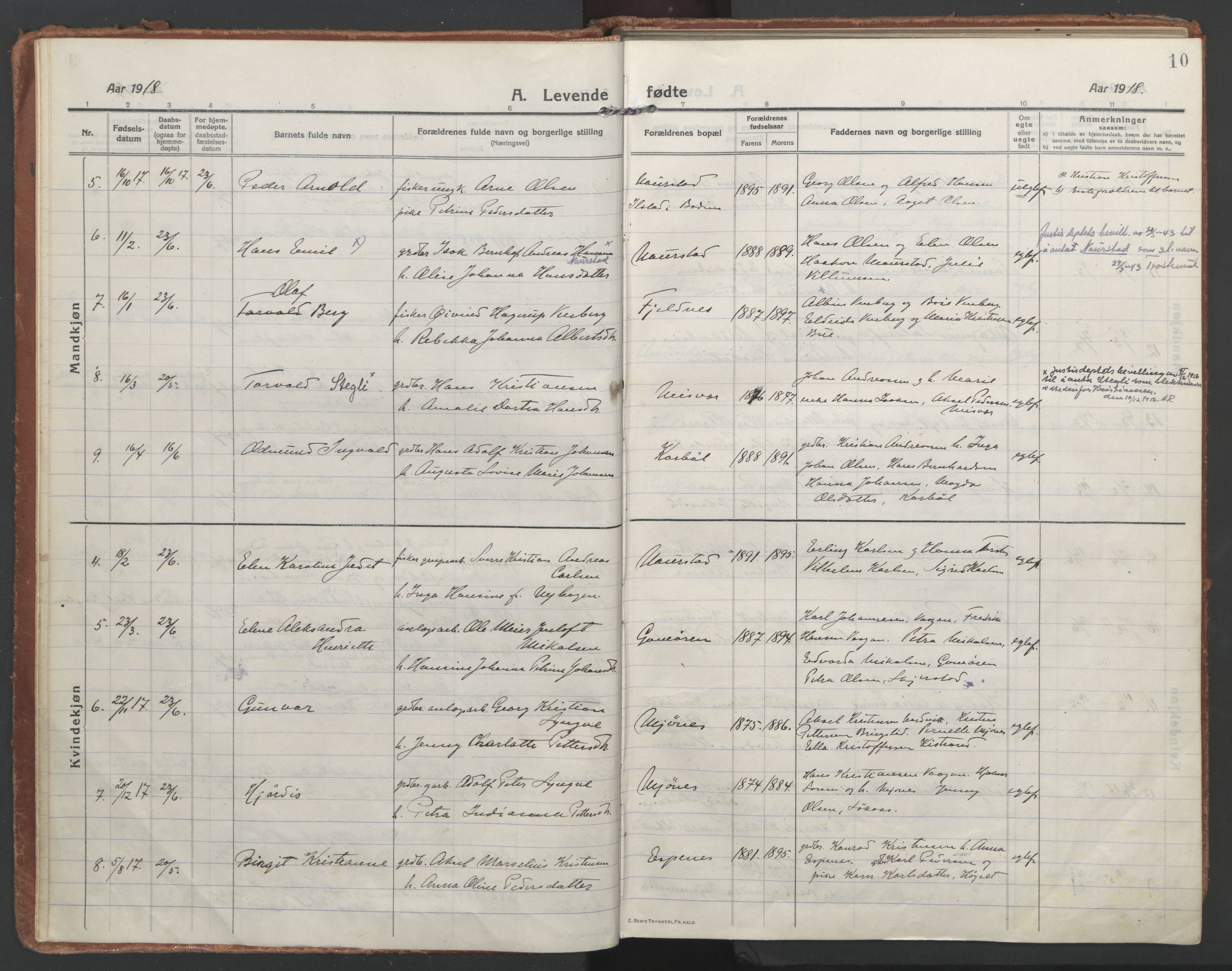 Ministerialprotokoller, klokkerbøker og fødselsregistre - Nordland, SAT/A-1459/852/L0748: Parish register (official) no. 852A18, 1913-1932, p. 10