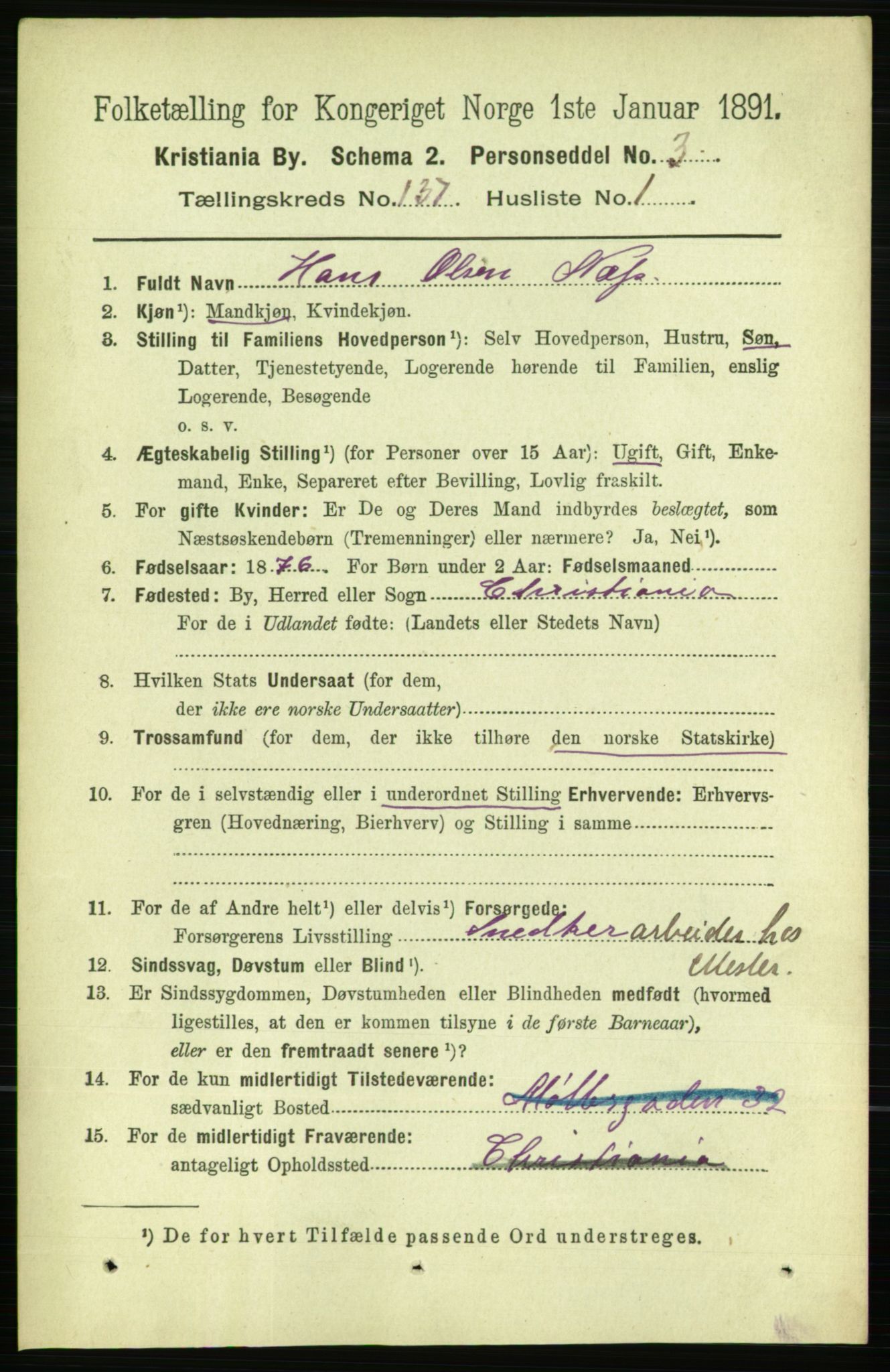 RA, 1891 census for 0301 Kristiania, 1891, p. 76211