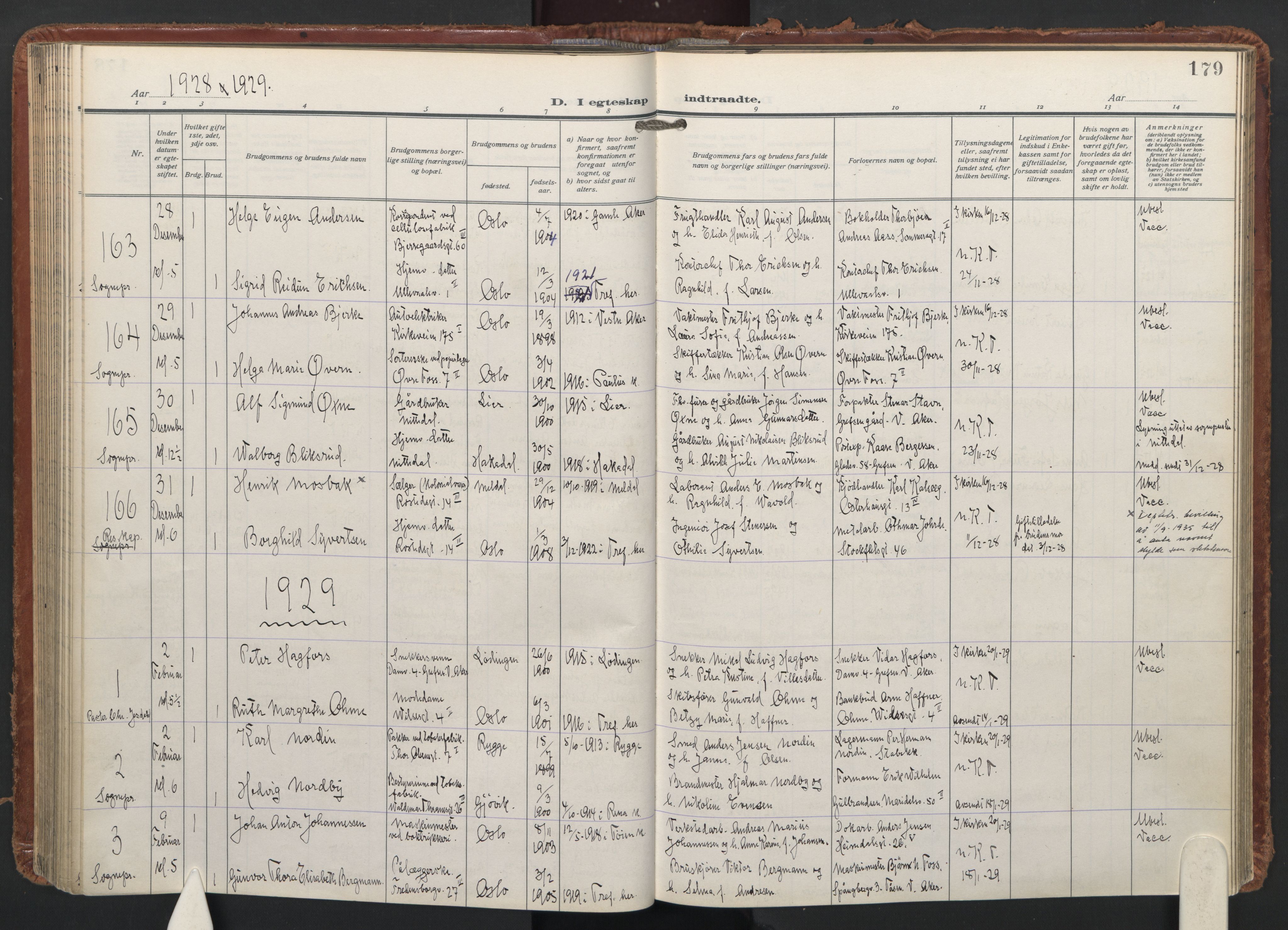 Trefoldighet prestekontor Kirkebøker, SAO/A-10882/F/Fc/L0009: Parish register (official) no. III 9, 1922-1936, p. 179