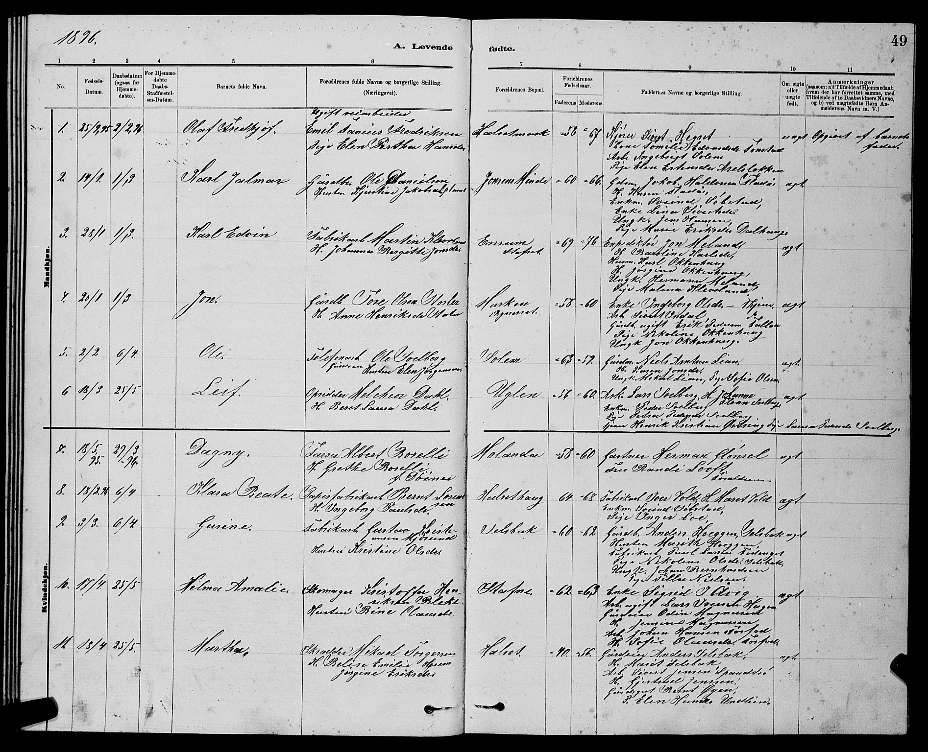 Ministerialprotokoller, klokkerbøker og fødselsregistre - Sør-Trøndelag, SAT/A-1456/611/L0354: Parish register (copy) no. 611C02, 1881-1896, p. 49
