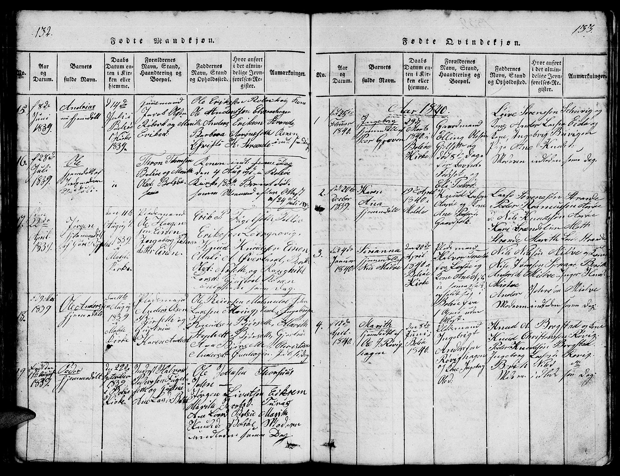 Ministerialprotokoller, klokkerbøker og fødselsregistre - Møre og Romsdal, SAT/A-1454/555/L0665: Parish register (copy) no. 555C01, 1818-1868, p. 132-133
