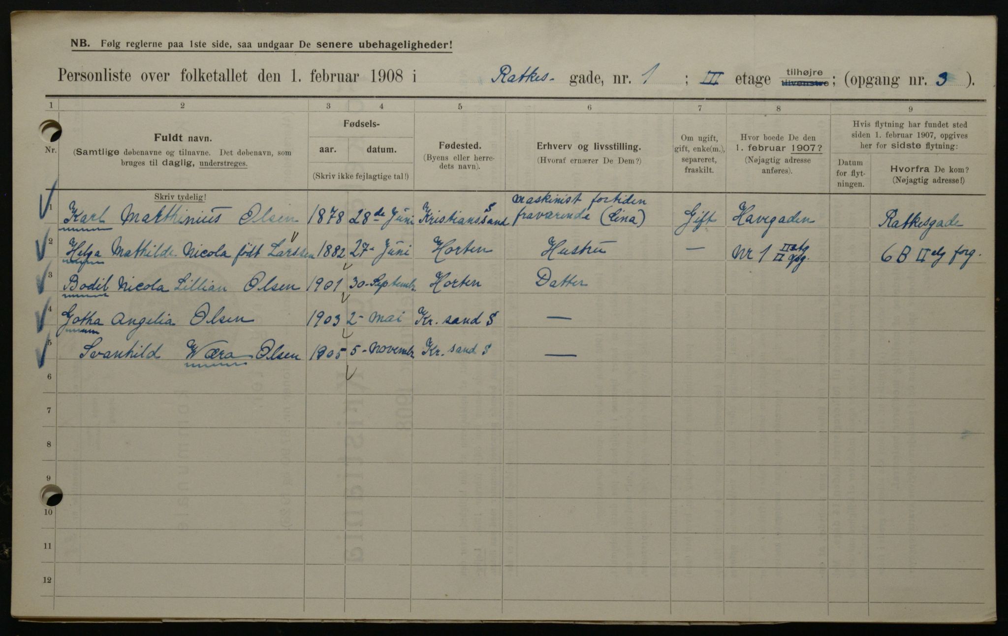 OBA, Municipal Census 1908 for Kristiania, 1908, p. 73573