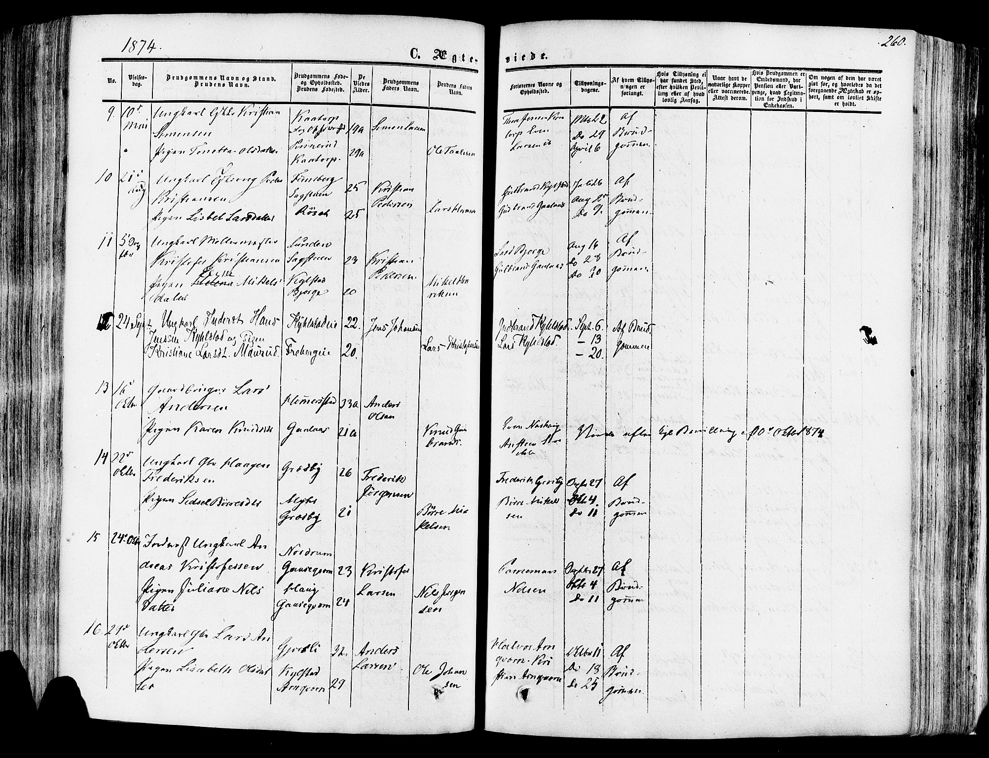 Vang prestekontor, Hedmark, SAH/PREST-008/H/Ha/Haa/L0013: Parish register (official) no. 13, 1855-1879, p. 260