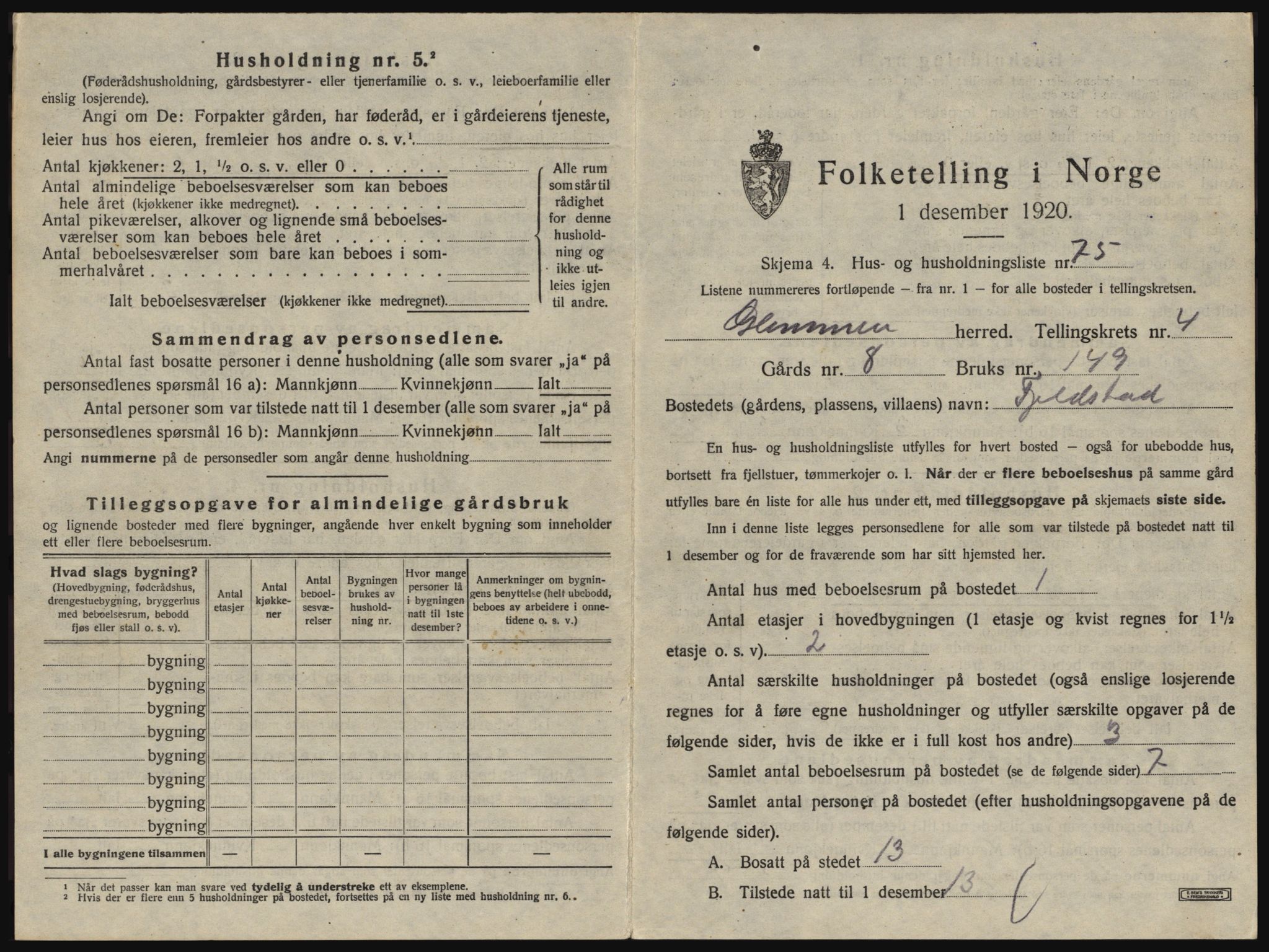 SAO, 1920 census for Glemmen, 1920, p. 777