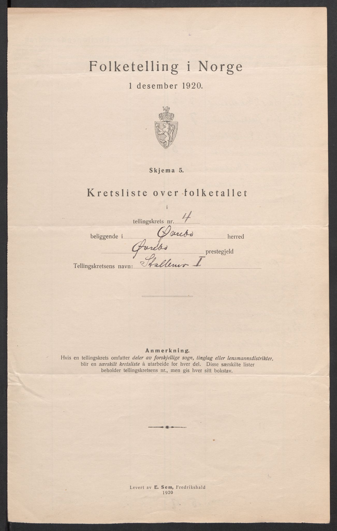 SAK, 1920 census for Øvrebø, 1920, p. 20