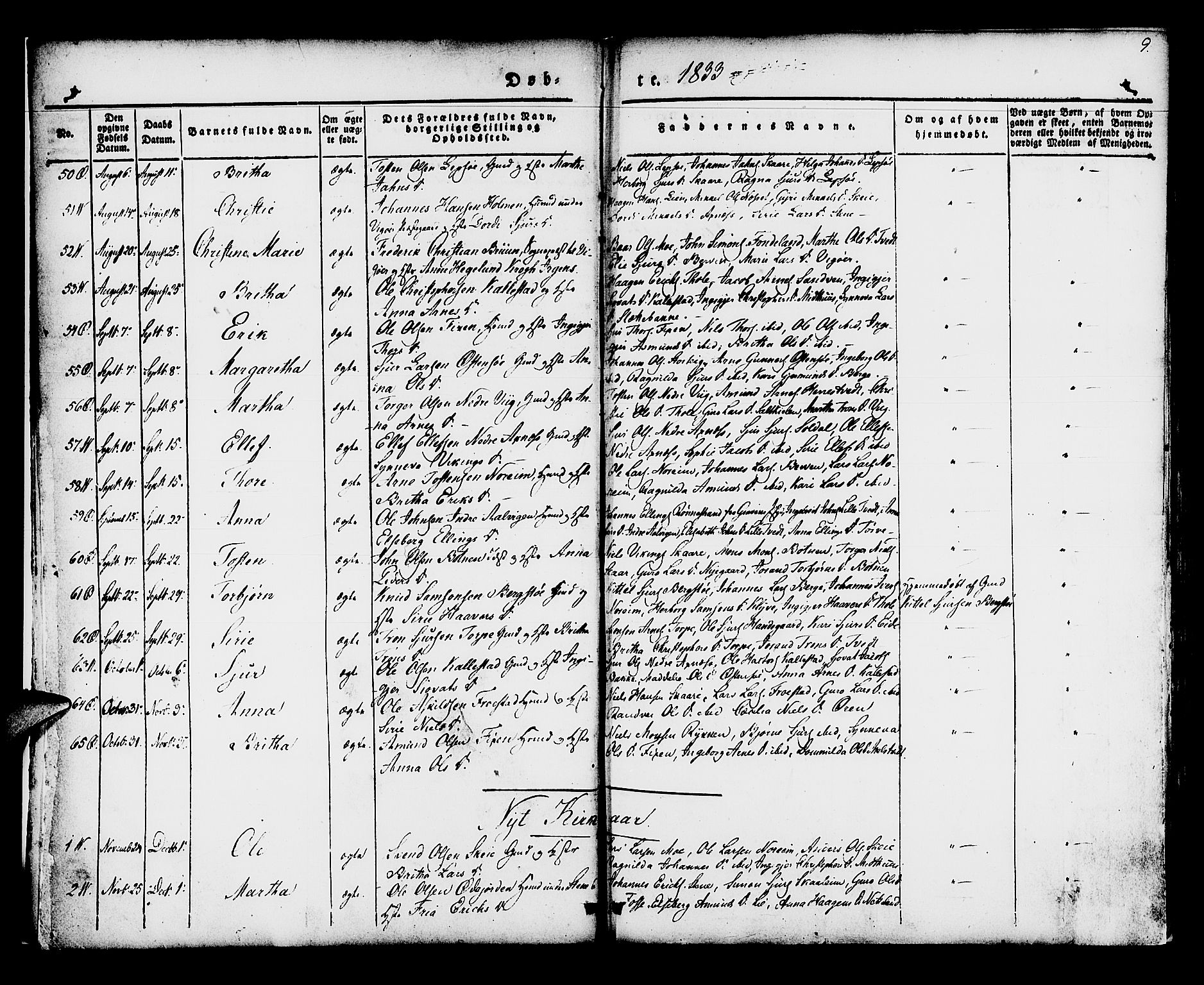 Kvam sokneprestembete, SAB/A-76201/H/Haa: Parish register (official) no. A 7, 1832-1843, p. 9
