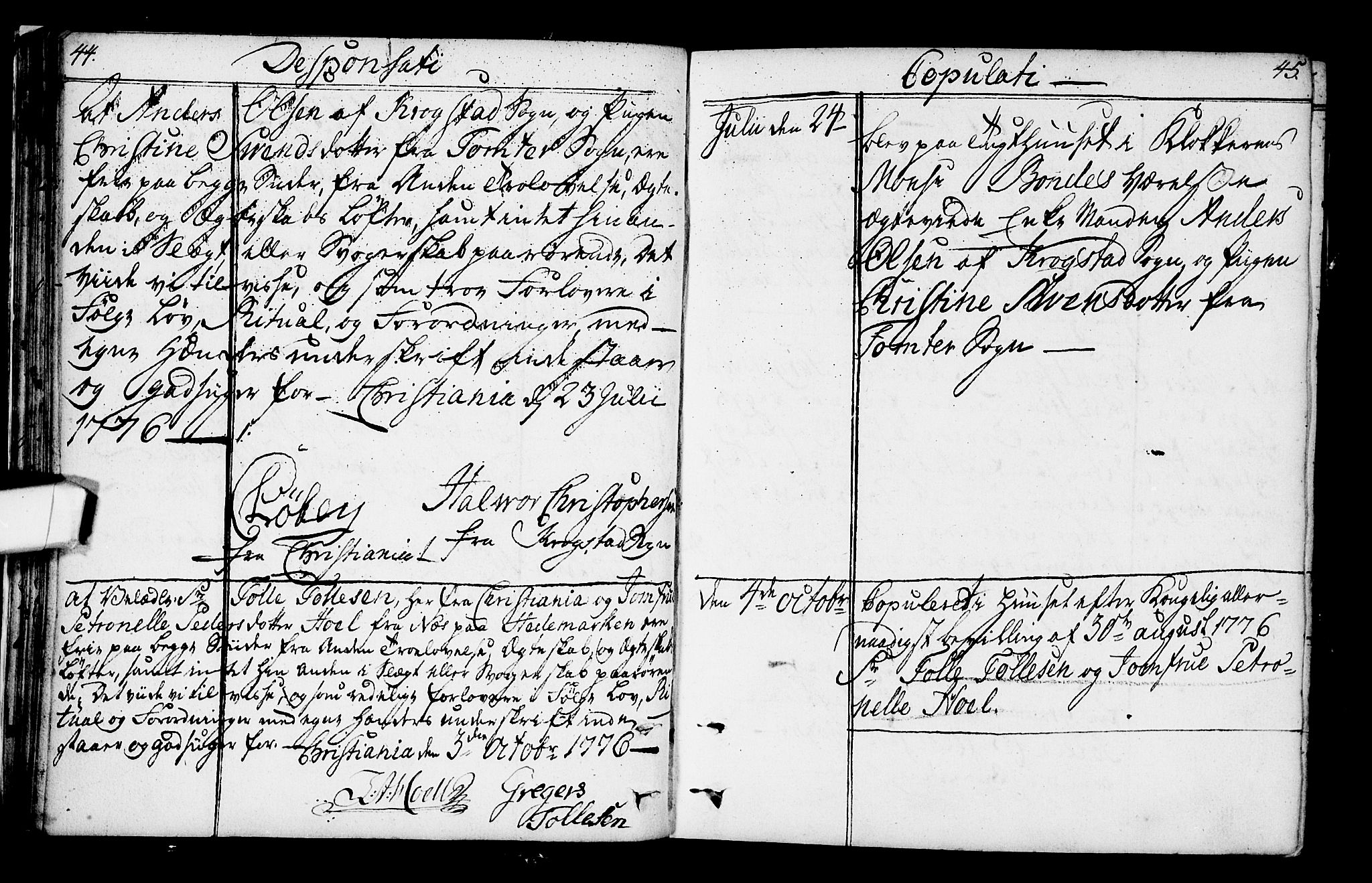 Kristiania tukthusprest Kirkebøker, AV/SAO-A-10881/F/Fa/L0001: Parish register (official) no. 1, 1758-1828, p. 44-45