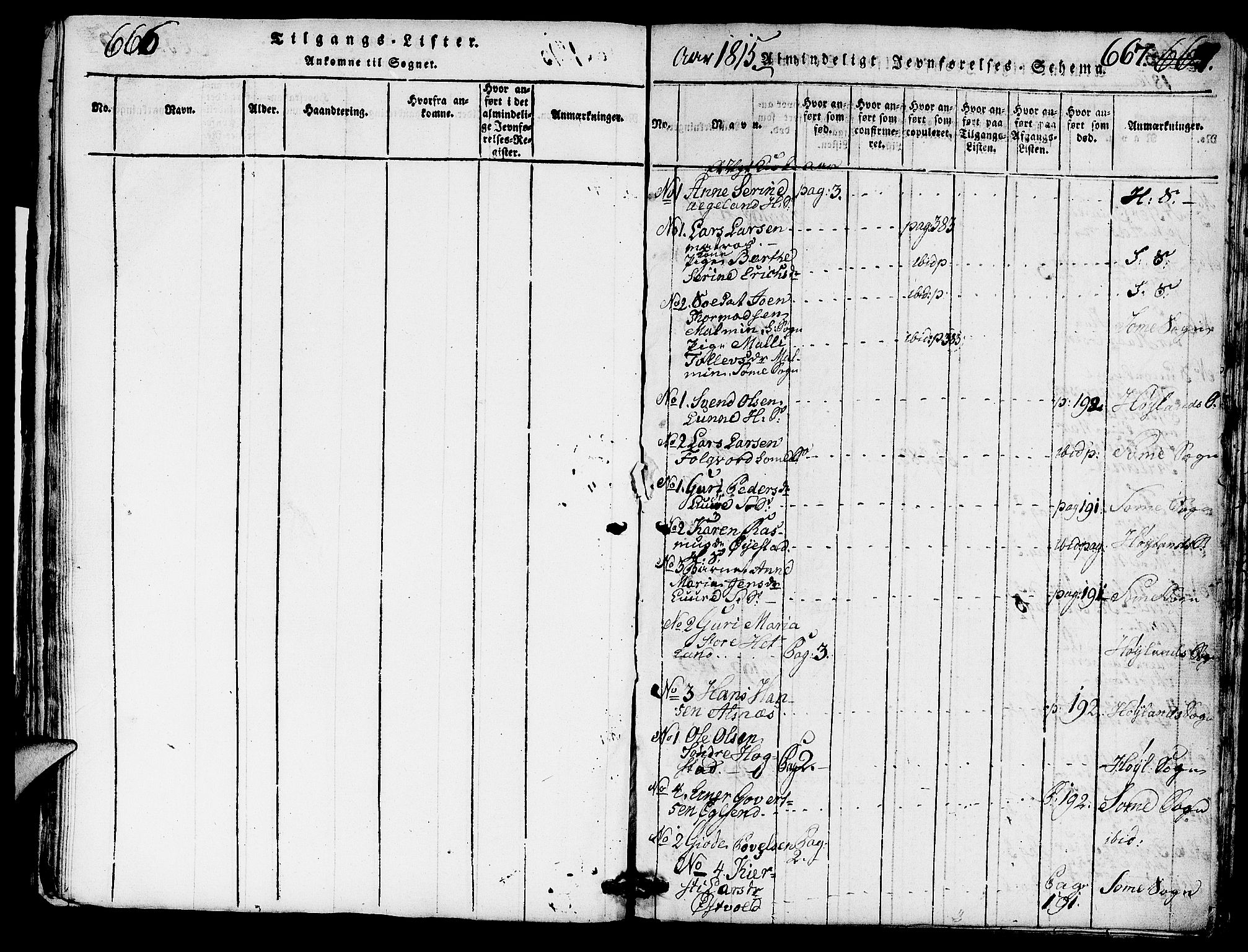 Høyland sokneprestkontor, SAST/A-101799/001/30BA/L0006: Parish register (official) no. A 6, 1815-1825, p. 666-667