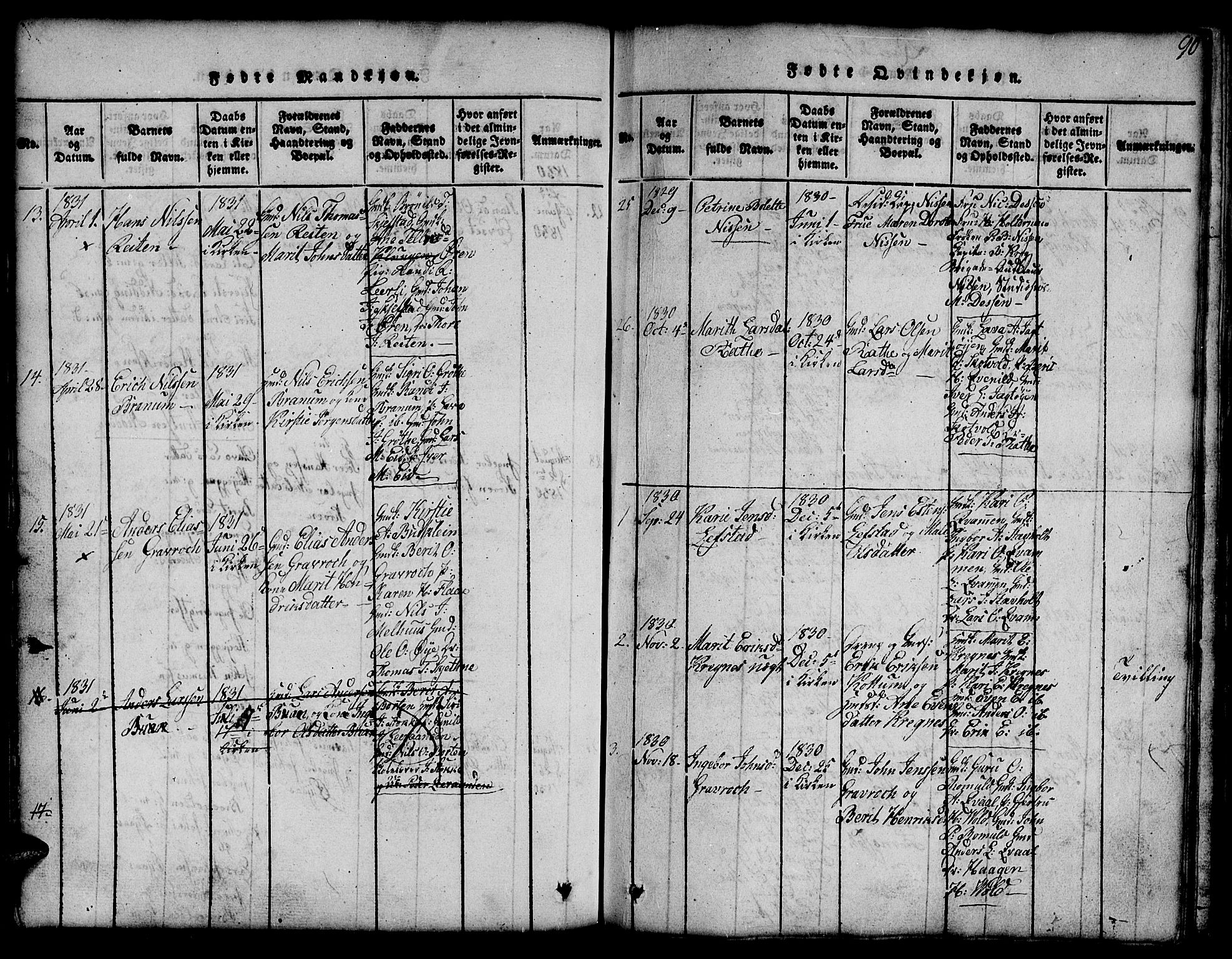 Ministerialprotokoller, klokkerbøker og fødselsregistre - Sør-Trøndelag, SAT/A-1456/691/L1092: Parish register (copy) no. 691C03, 1816-1852, p. 90