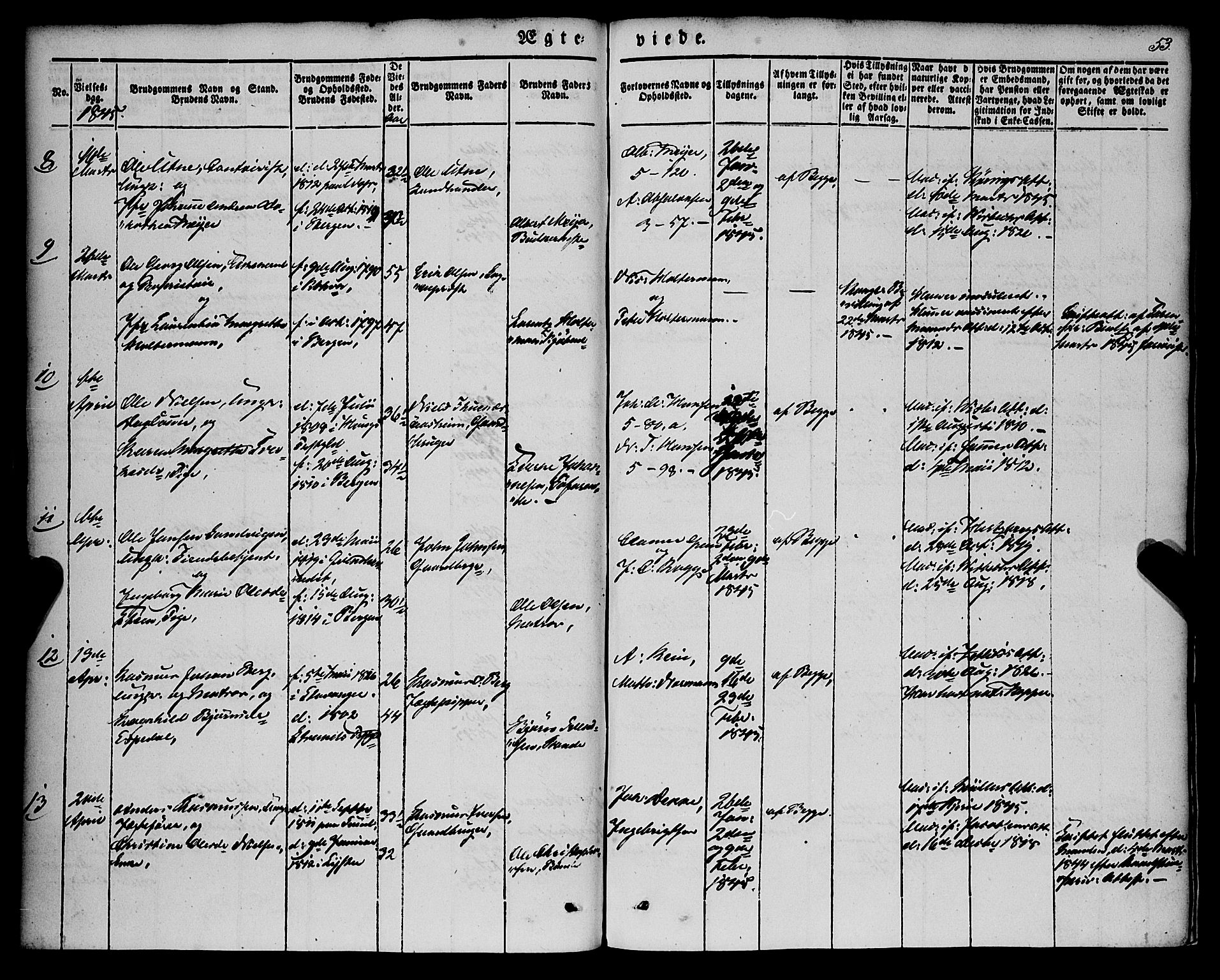 Nykirken Sokneprestembete, AV/SAB-A-77101/H/Haa/L0031: Parish register (official) no. D 1, 1834-1861, p. 53