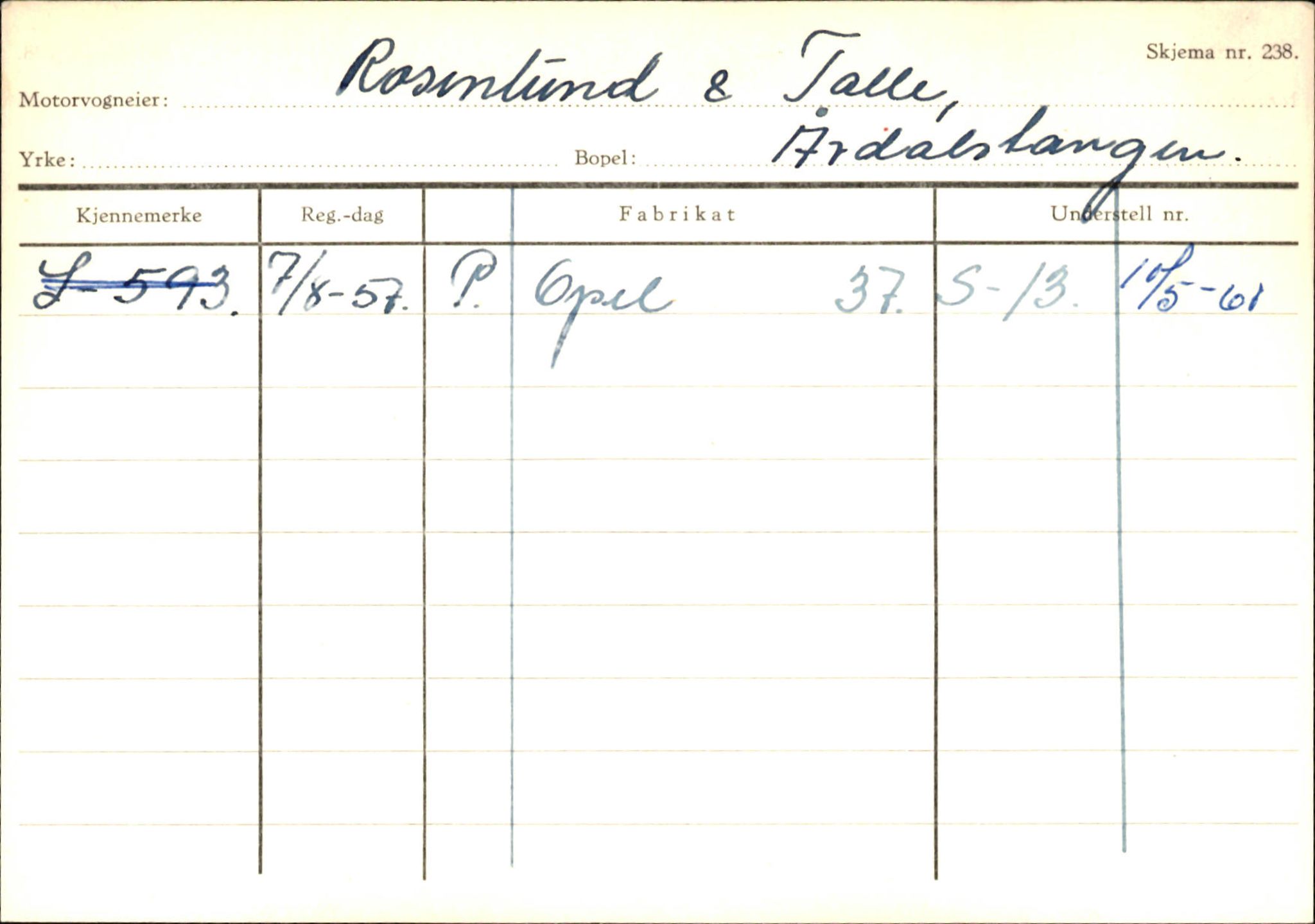 Statens vegvesen, Sogn og Fjordane vegkontor, SAB/A-5301/4/F/L0146: Registerkort Årdal R-Å samt diverse kort, 1945-1975, p. 70