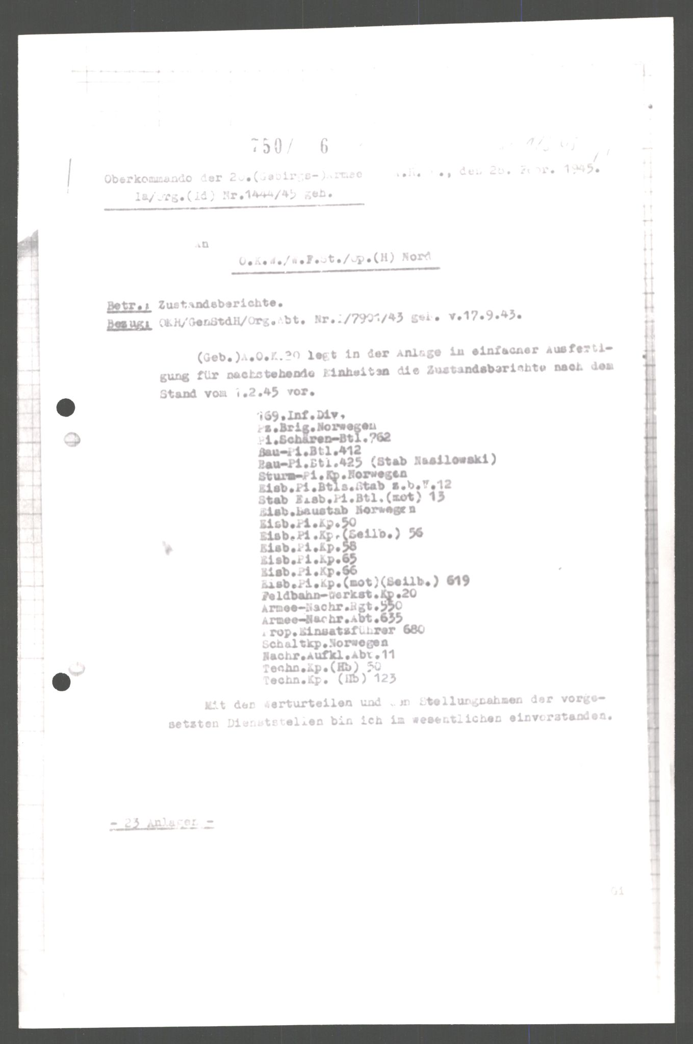 Forsvarets Overkommando. 2 kontor. Arkiv 11.4. Spredte tyske arkivsaker, AV/RA-RAFA-7031/D/Dar/Dara/L0008: Krigsdagbøker for 20. Gebirgs-Armee-Oberkommando (AOK 20), 1945, p. 14