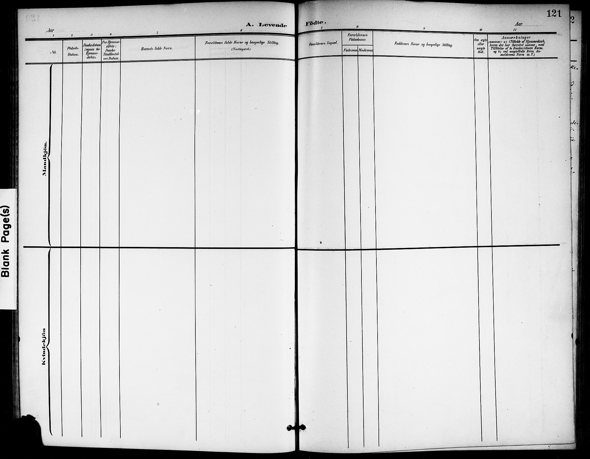 Kongsberg kirkebøker, AV/SAKO-A-22/G/Ga/L0007: Parish register (copy) no. 7, 1901-1915, p. 121