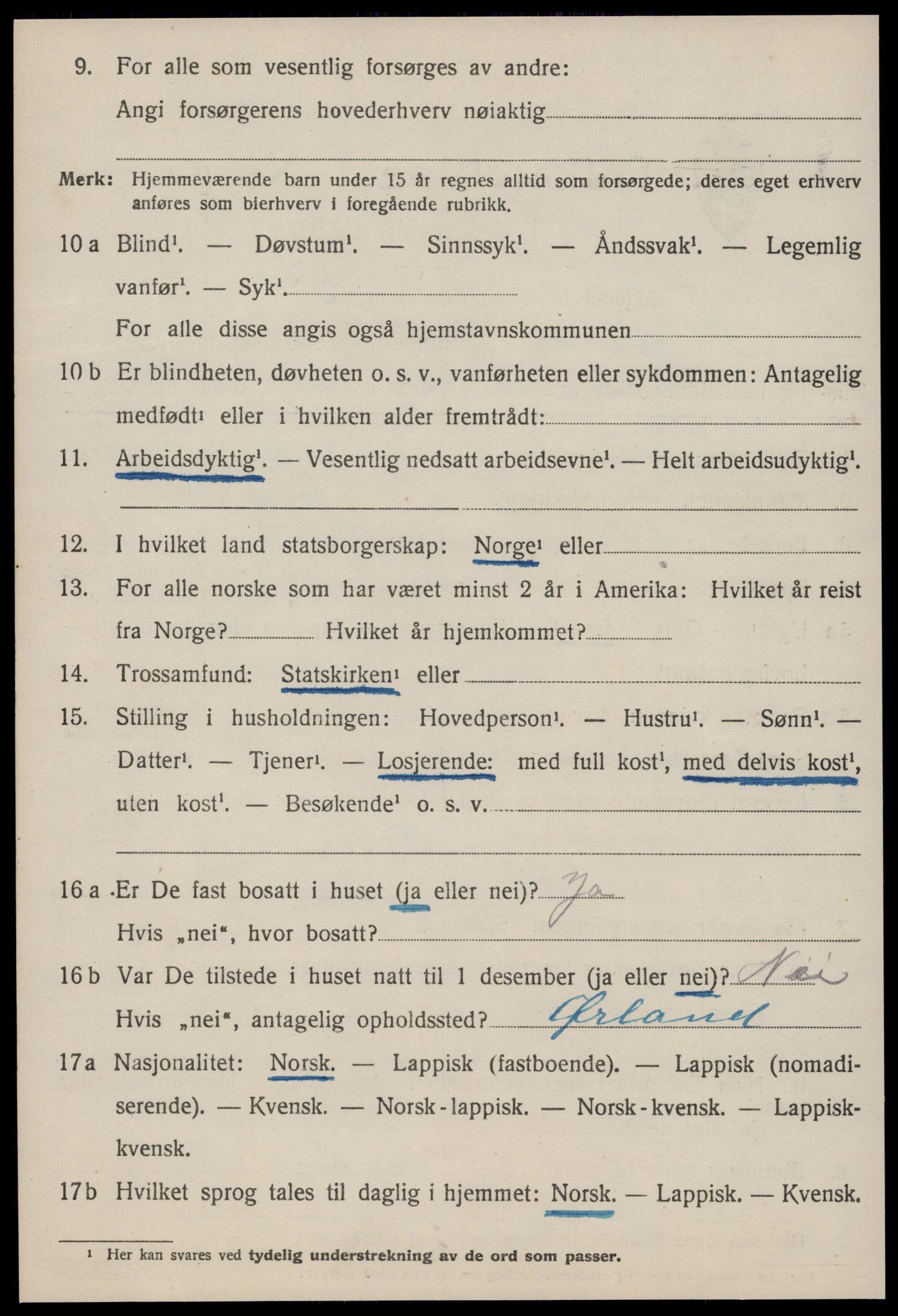 SAT, 1920 census for Ørland, 1920, p. 2462