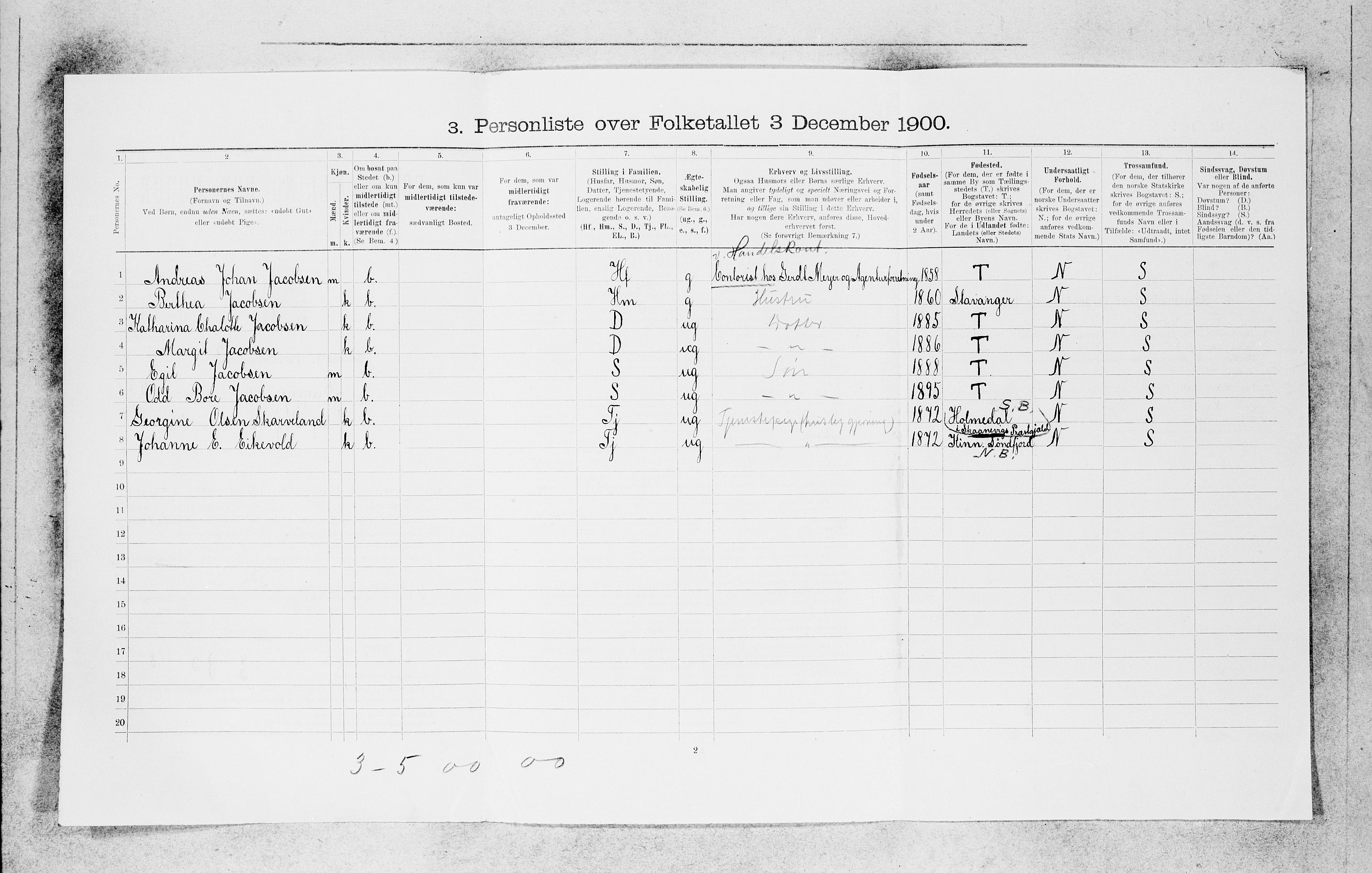 SAB, 1900 census for Bergen, 1900, p. 21801