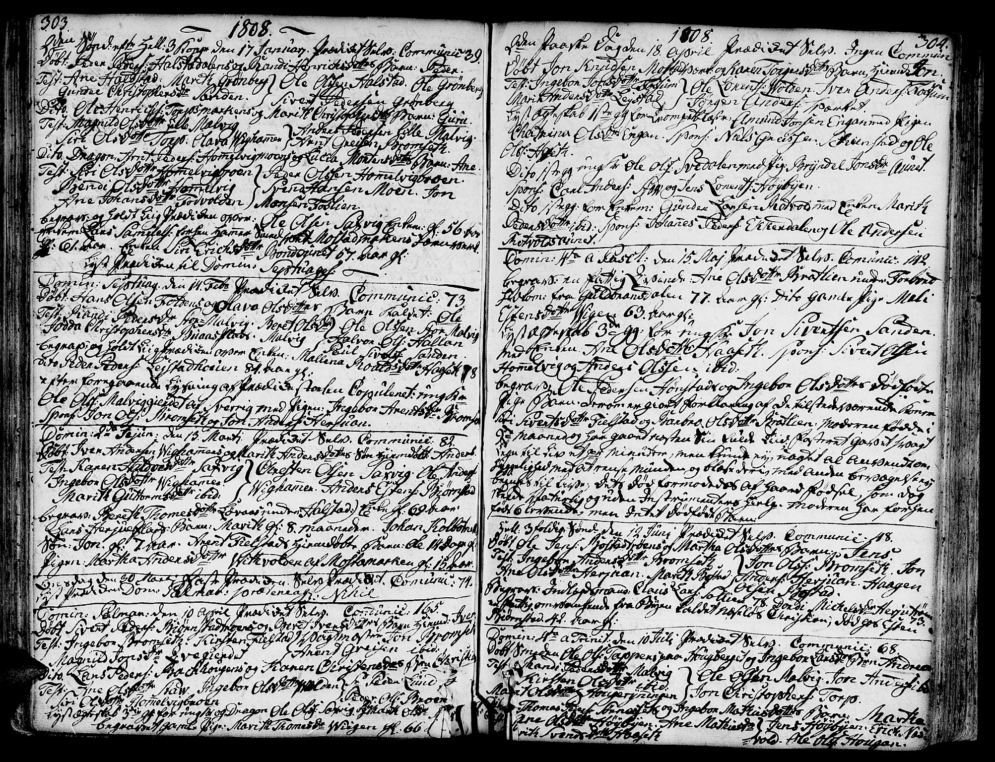 Ministerialprotokoller, klokkerbøker og fødselsregistre - Sør-Trøndelag, SAT/A-1456/606/L0281: Parish register (official) no. 606A02 /2, 1781-1817, p. 303-304