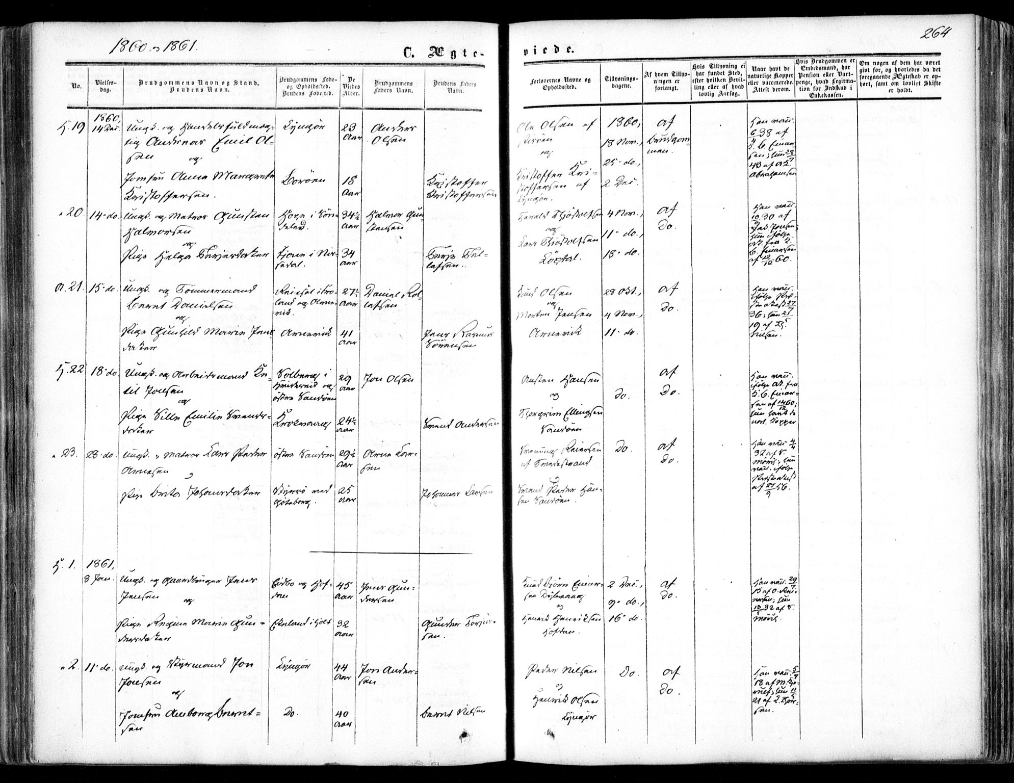 Dypvåg sokneprestkontor, AV/SAK-1111-0007/F/Fa/Faa/L0006: Parish register (official) no. A 6, 1855-1872, p. 264