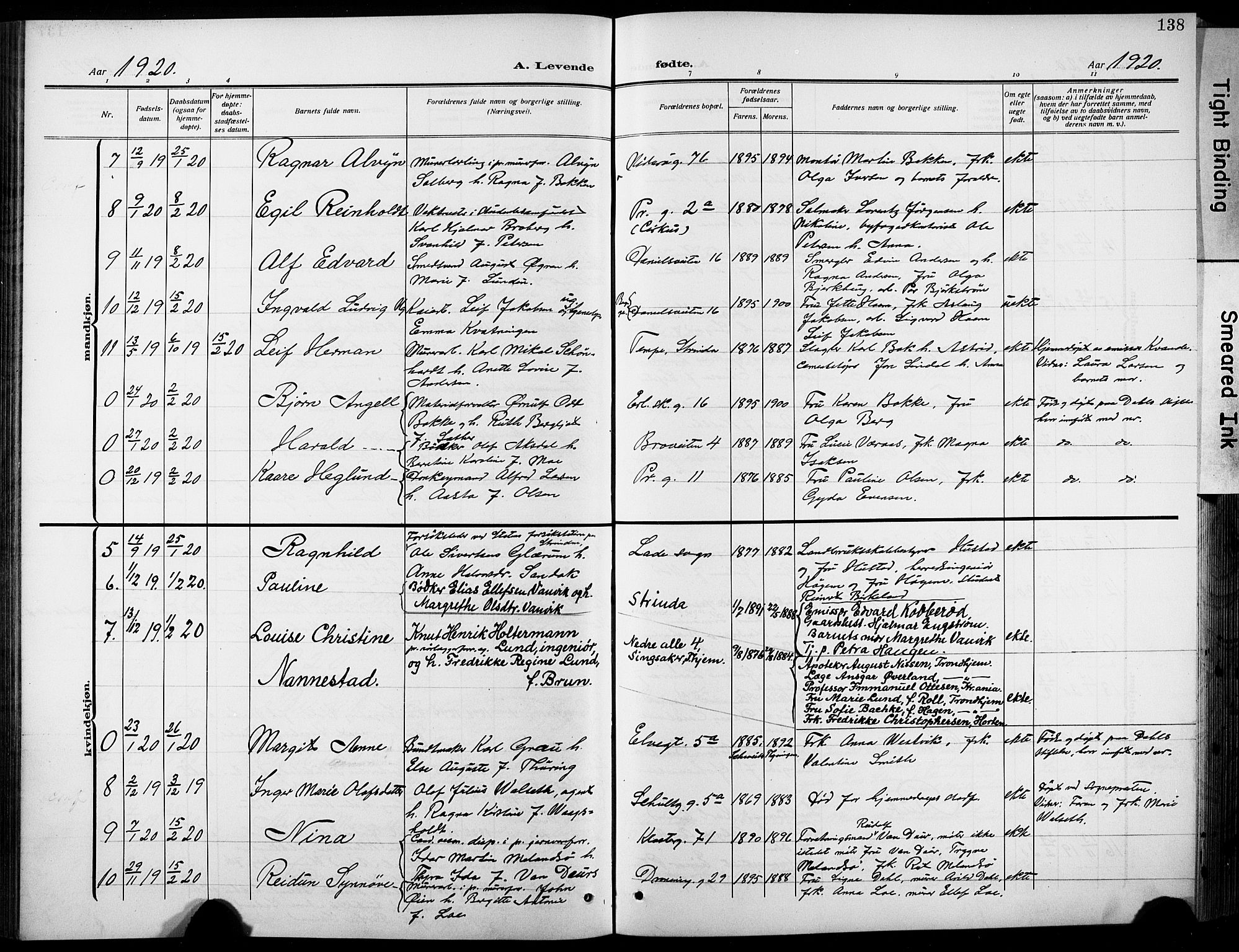 Ministerialprotokoller, klokkerbøker og fødselsregistre - Sør-Trøndelag, AV/SAT-A-1456/601/L0096: Parish register (copy) no. 601C14, 1911-1931, p. 138