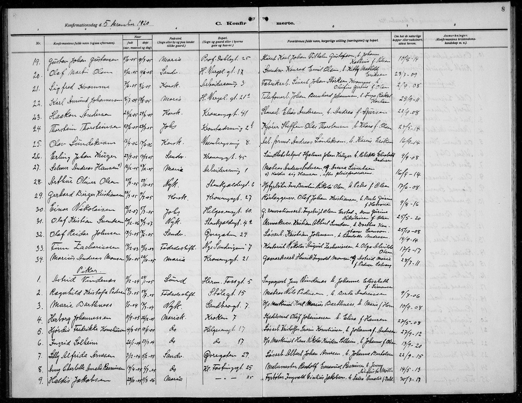 Mariakirken Sokneprestembete, AV/SAB-A-76901/H/Hab/L0010: Parish register (copy) no. A 10, 1920-1937, p. 8