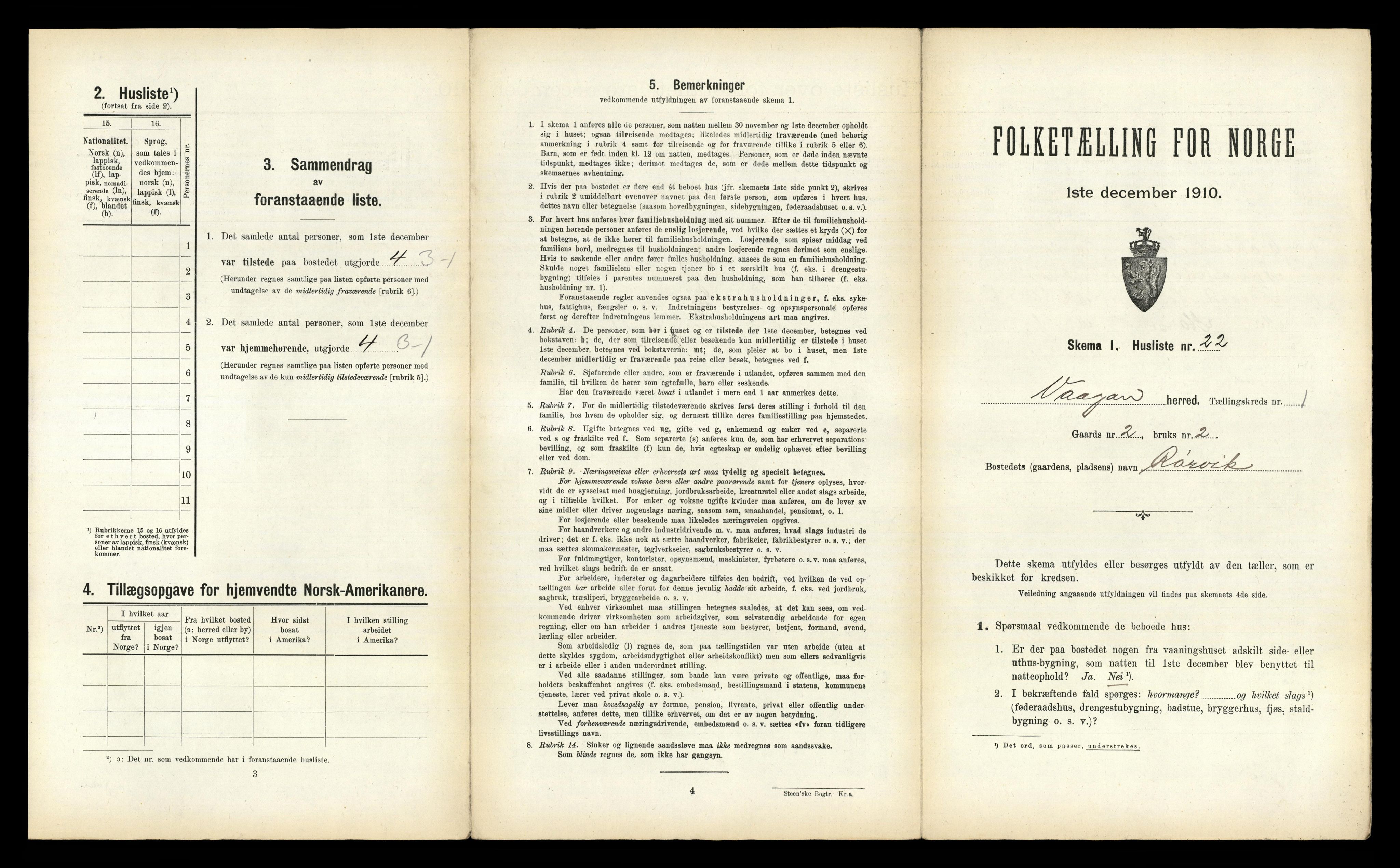 RA, 1910 census for Vågan, 1910, p. 103