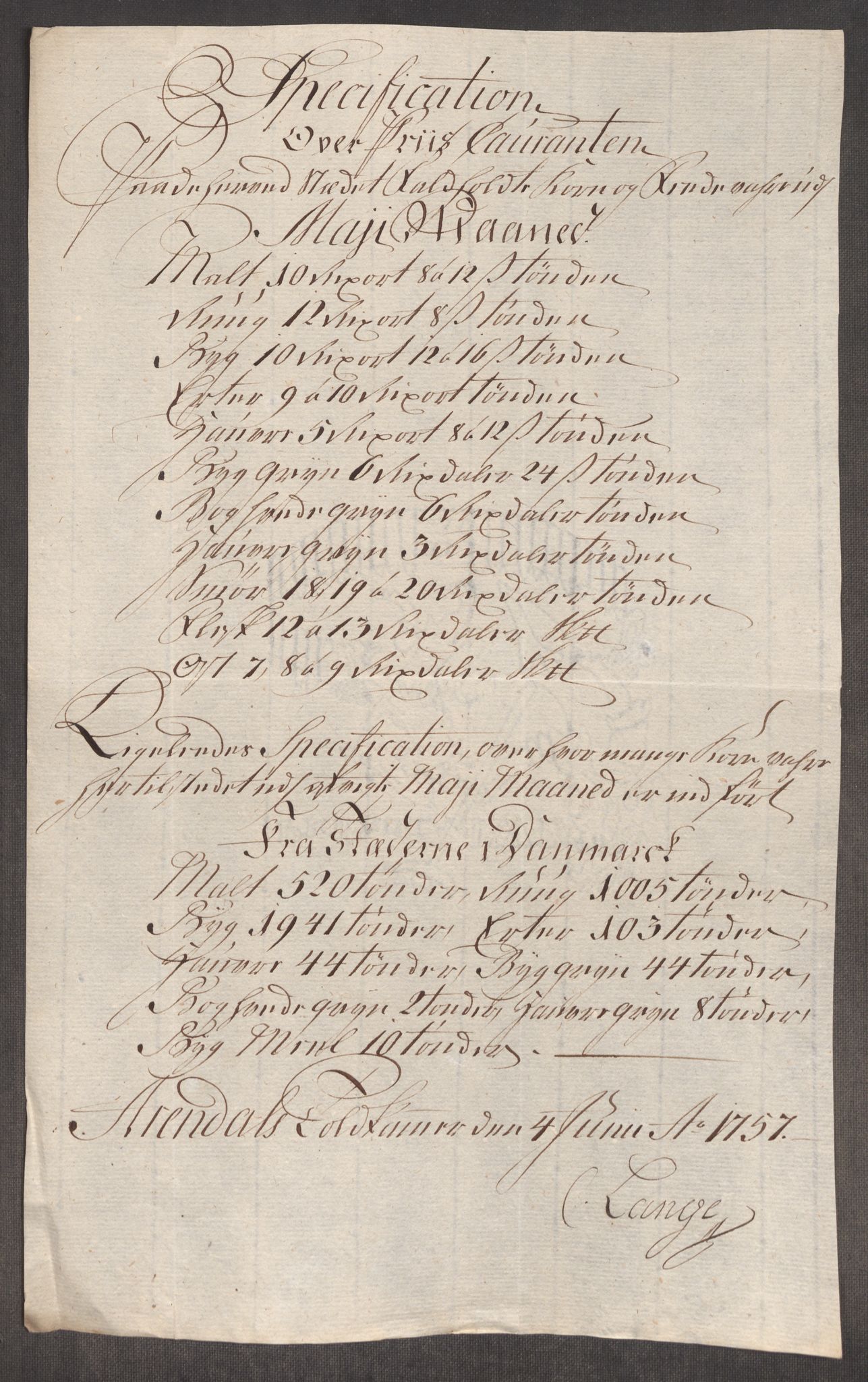 Rentekammeret inntil 1814, Realistisk ordnet avdeling, AV/RA-EA-4070/Oe/L0005: [Ø1]: Priskuranter, 1753-1757, p. 892