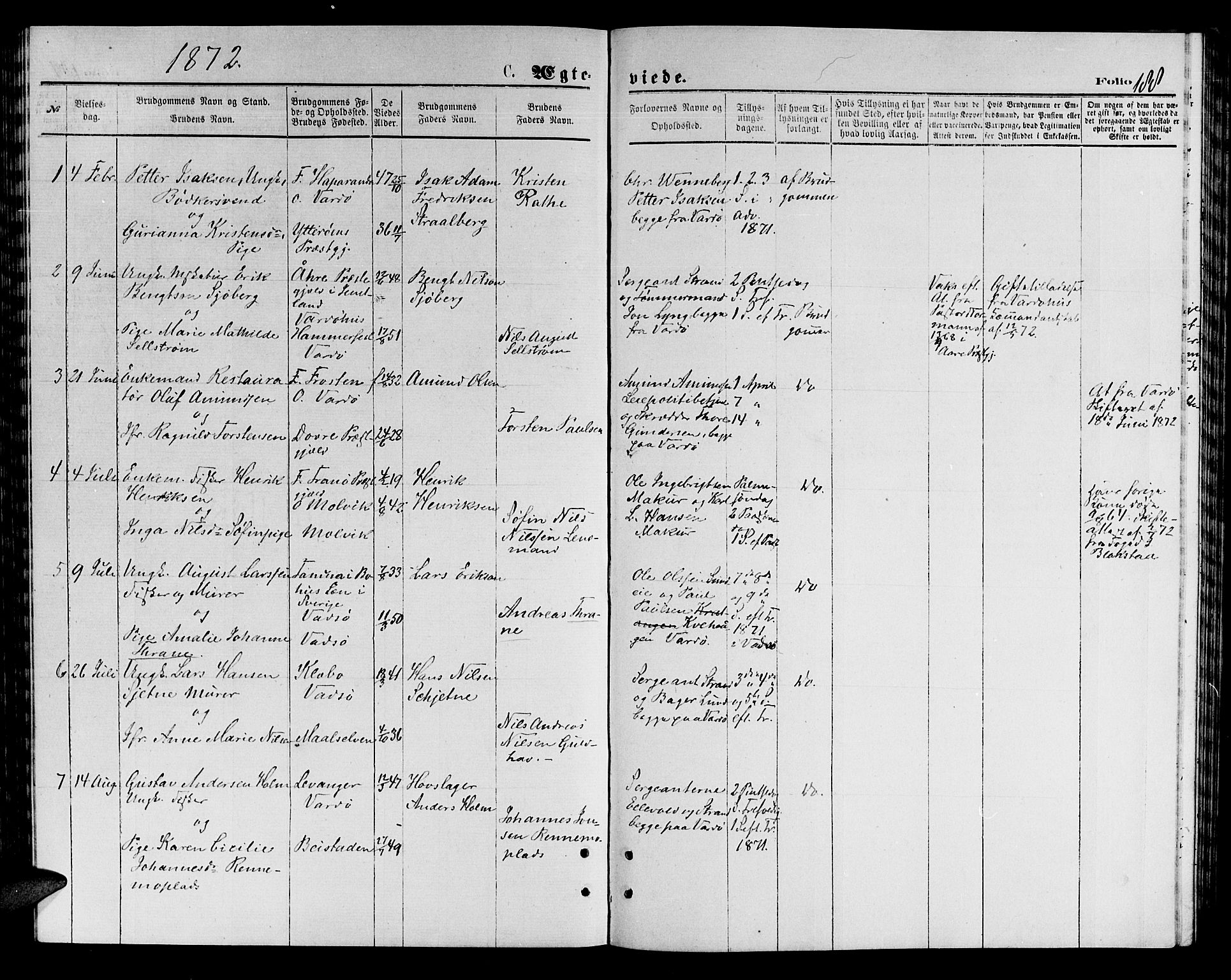 Vardø sokneprestkontor, SATØ/S-1332/H/Hb/L0003klokker: Parish register (copy) no. 3, 1871-1878, p. 188