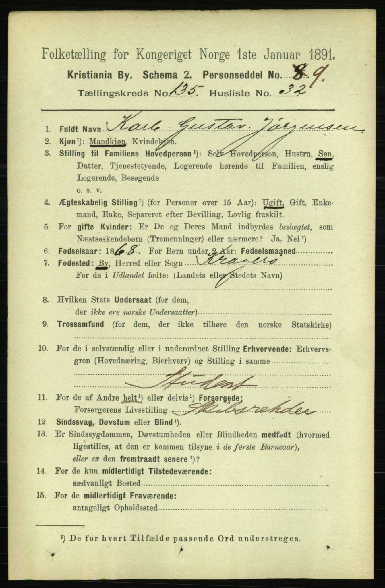 RA, 1891 census for 0301 Kristiania, 1891, p. 74958